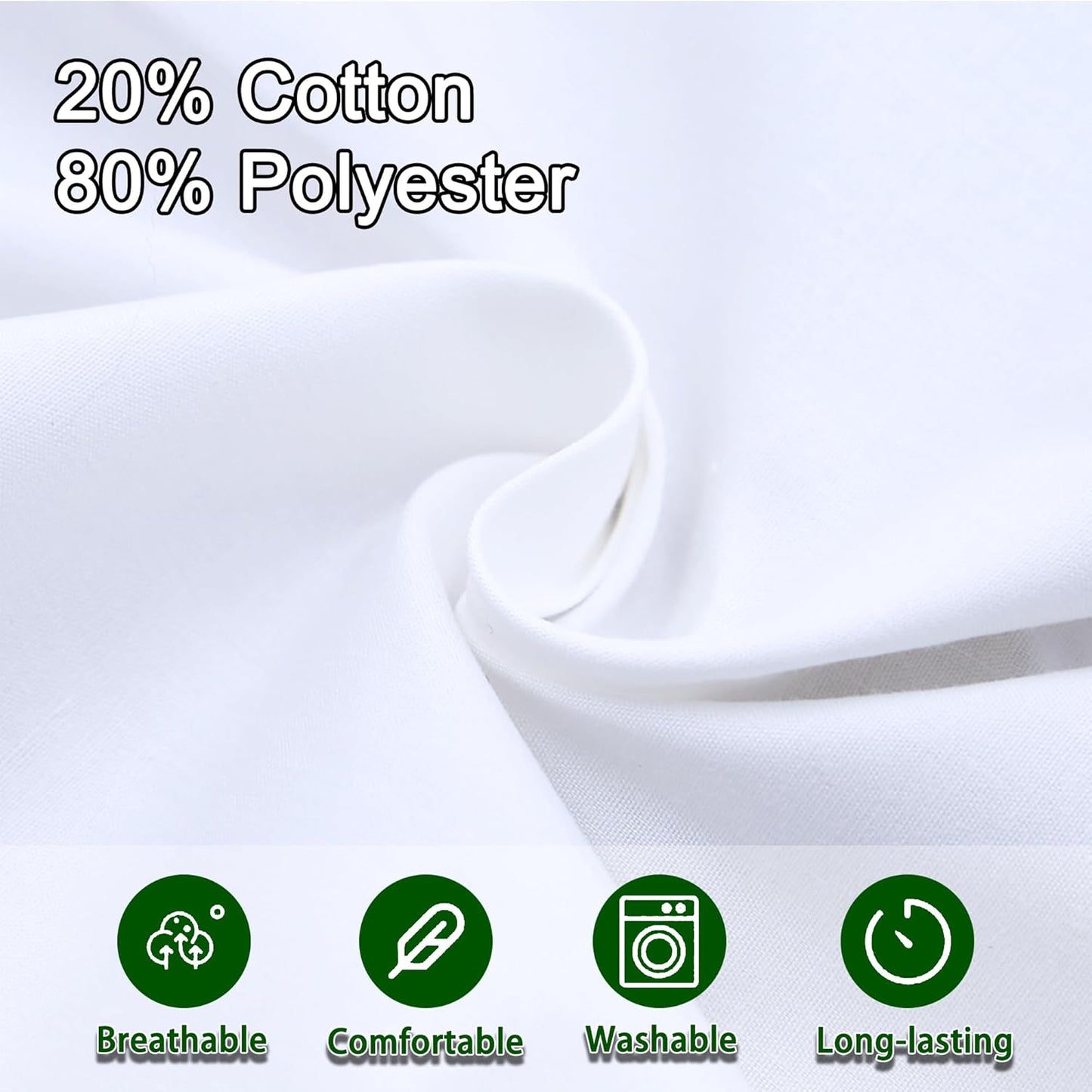 4 Pack Short Server Waitress Chef Apron, White Waist Aprons with 3 Pockets for Women Men, Half Apron for Waiter Cooking Dishwashing Cleaning Painting Gardening Barbecue (Polycotton - White)