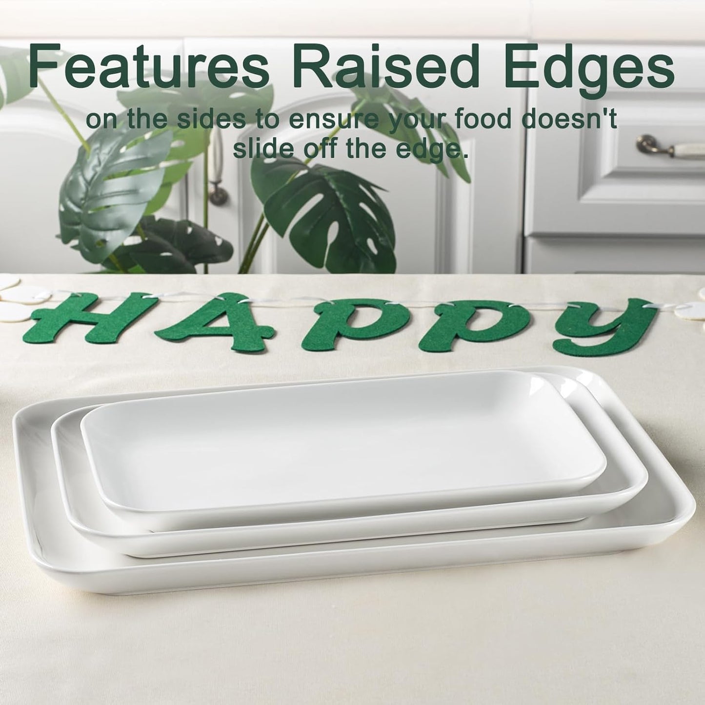 DELLING Serving Platter, 18/16/14inch Large Serving Tray, Serving Platters for Snacks, Fruit, Turkey, Dessert, Serving Trays for Entertaining at Parties and Weddings, Microwave Dishwasher Oven Safe