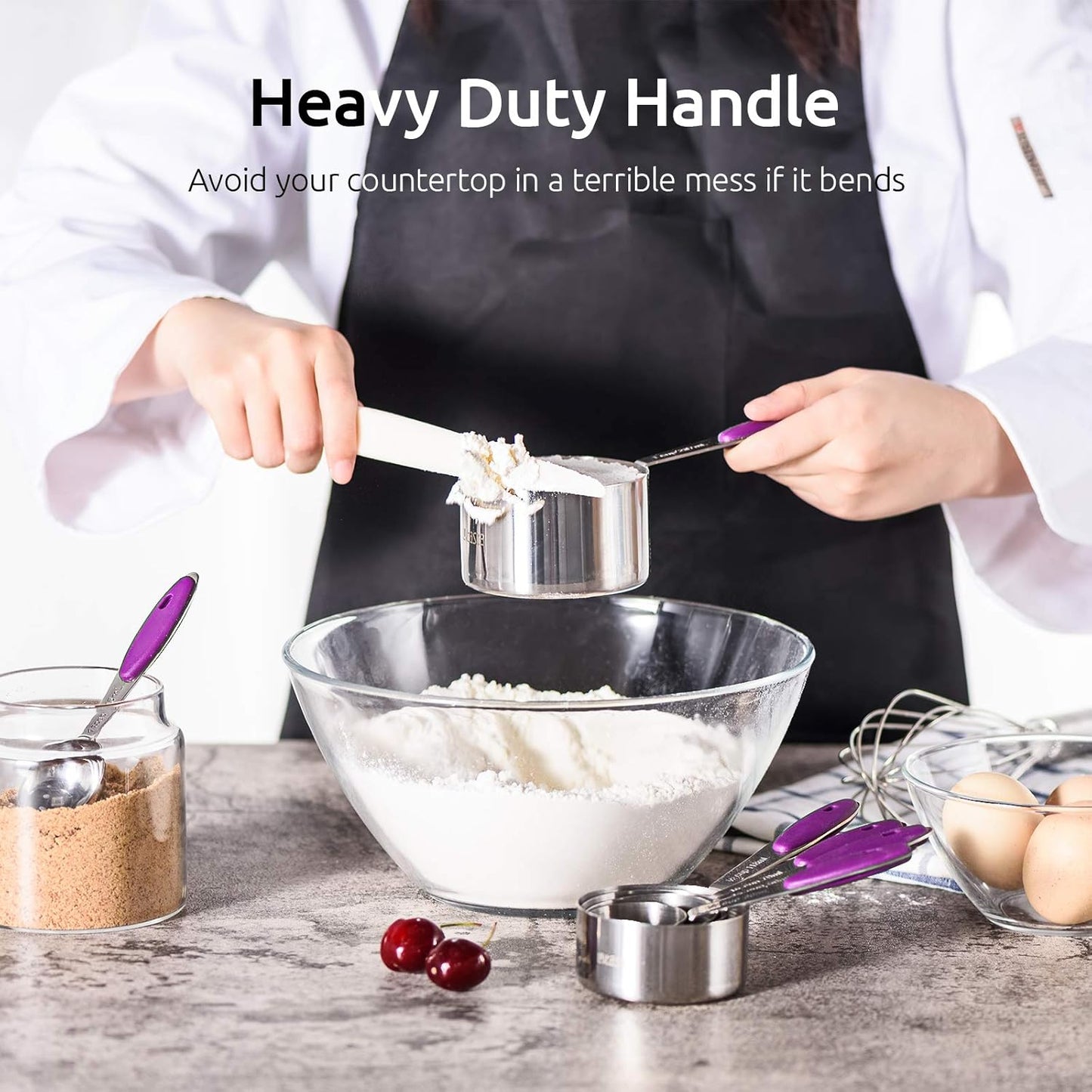 U-Taste 10 Piece Measuring Cups and Spoons Set in 18/8 Stainless Steel (Purple)