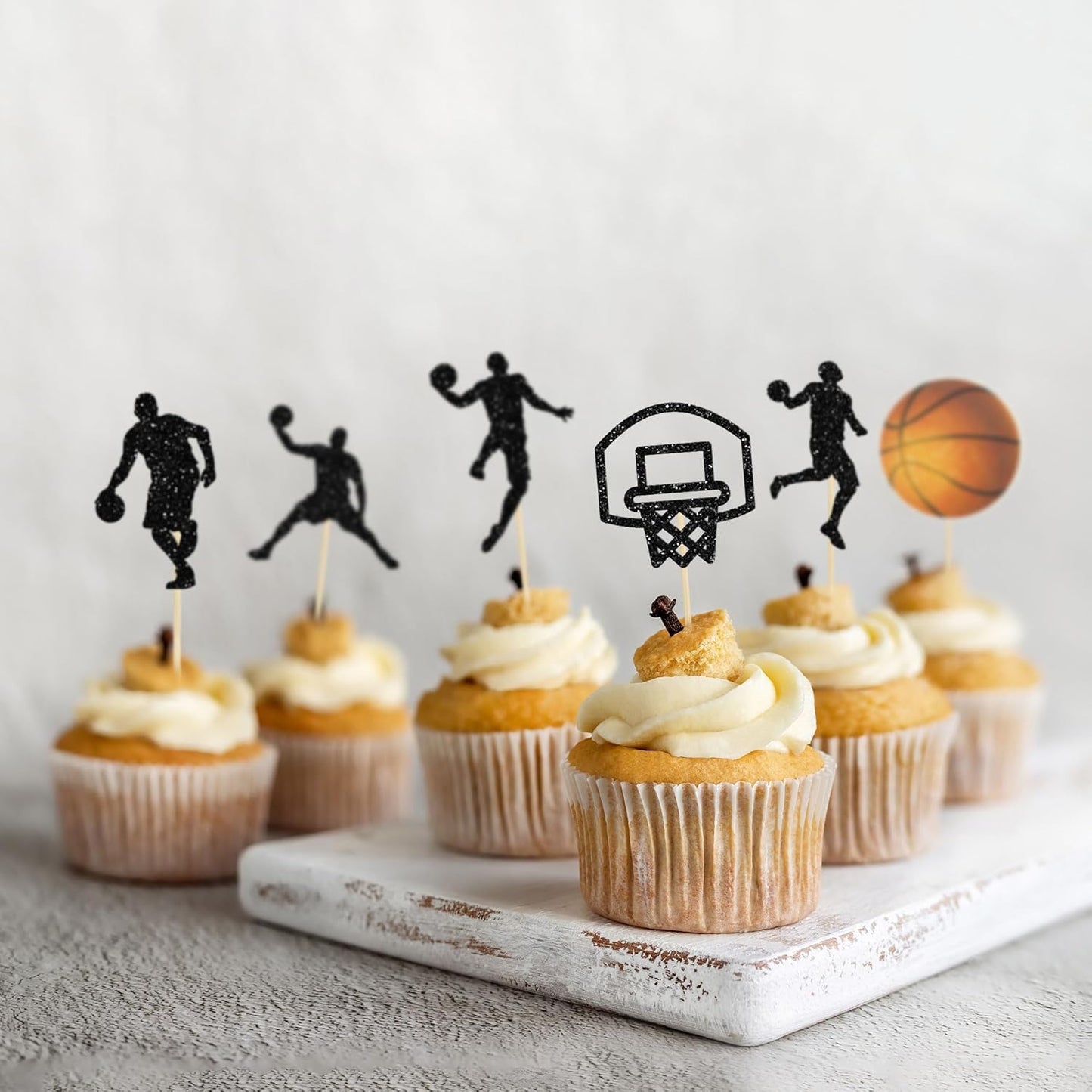 24Pcs Basketball Cupcake Toppers Star Sports Fan Basketball Backboard Cupcake Picks Baby Shower Players Sports Theme Birthday Party Cake Decorations Supplies