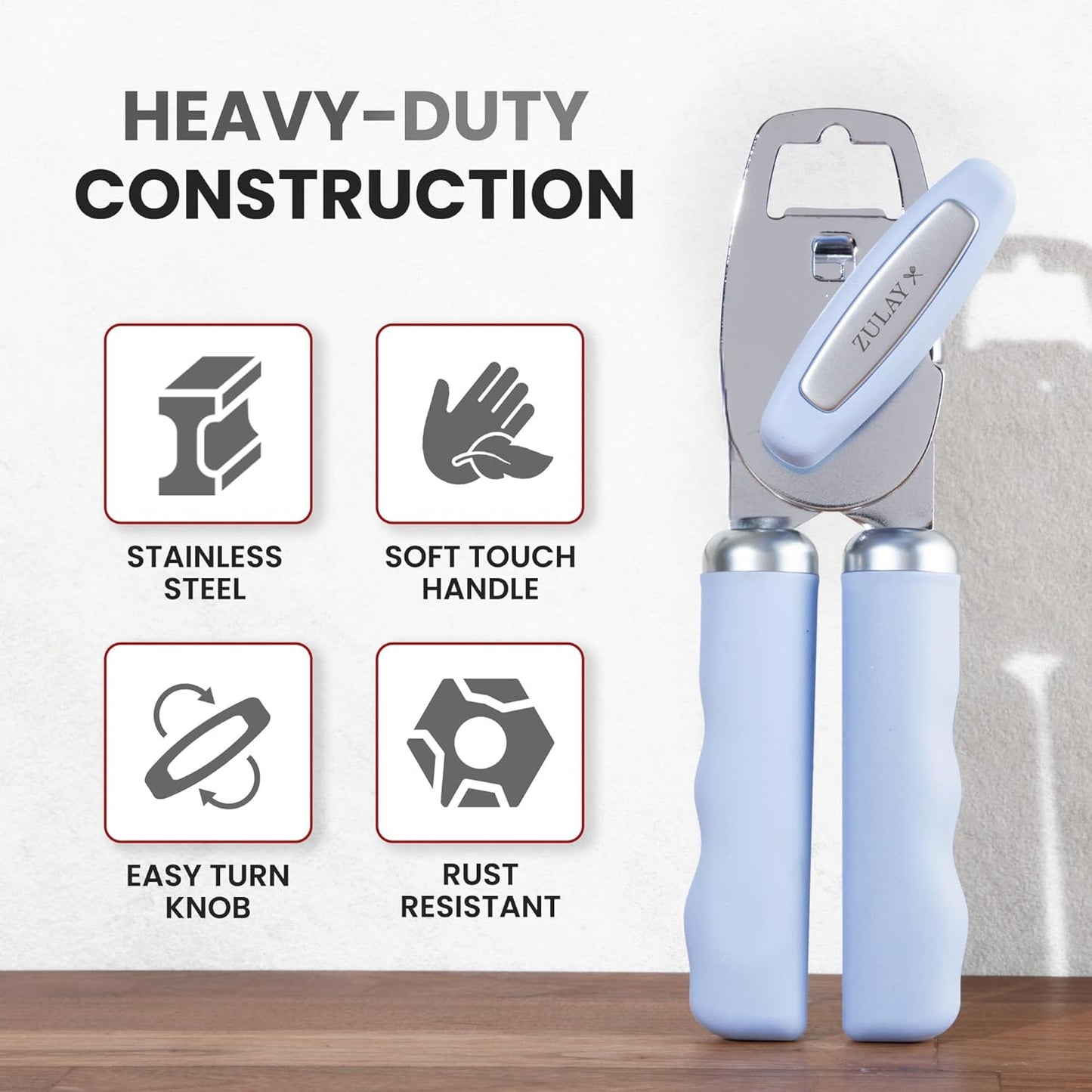 Zulay Kitchen Manual Can Opener with Bottle Opener with Turn Knob