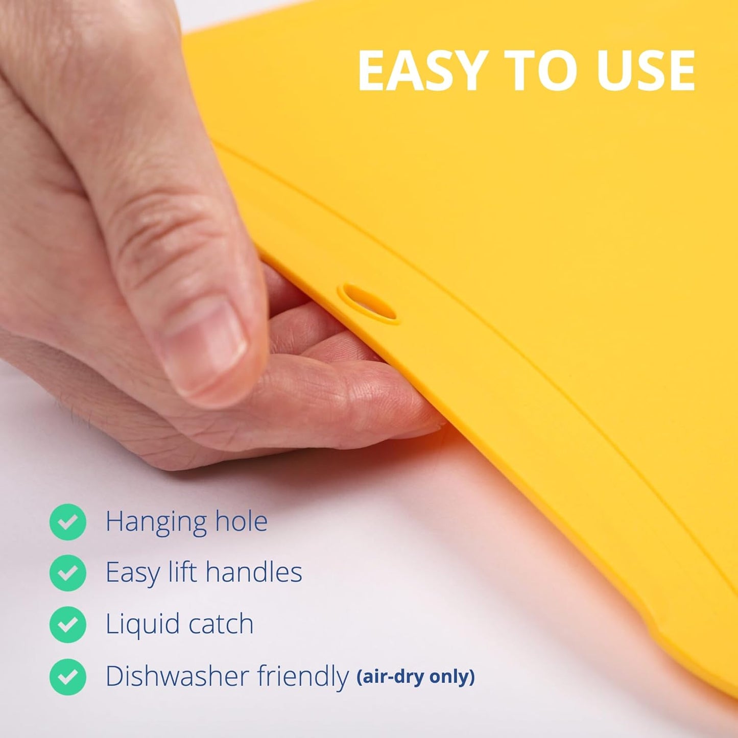 Blue Ginkgo TPU Cutting Mats [Set of 3] – Korean-Made Flexible, Knife-Friendly, Durable Kitchen Cutting Boards (Blue, Yellow, Gray)