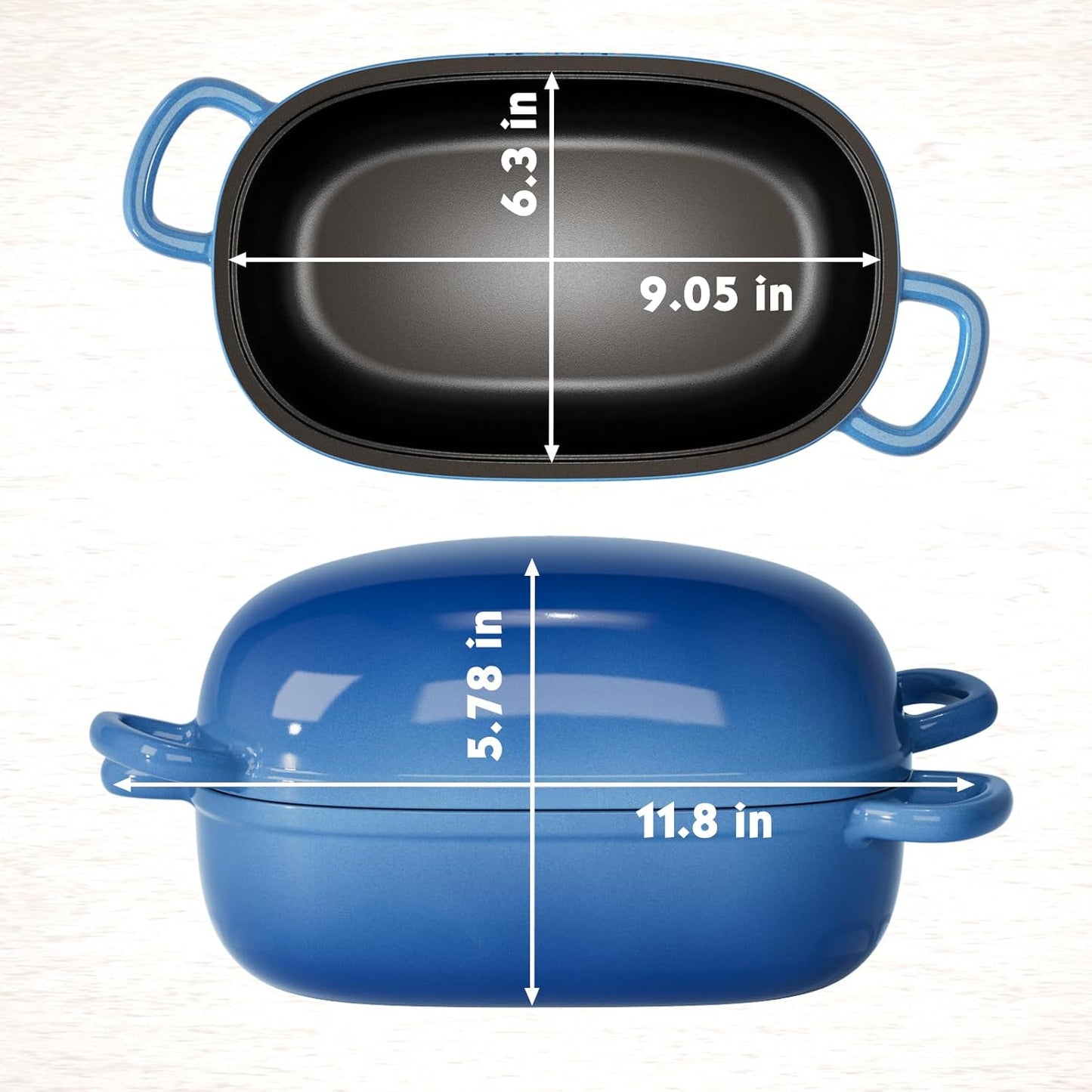 Dutch Oven for Bread Baking - 2.5QT Bread Pans for Homemade Bread Cast Iron Bread Pan Dutch Oven Loaf Pan with Lid and Loop Handles for Homemade Breadmaking