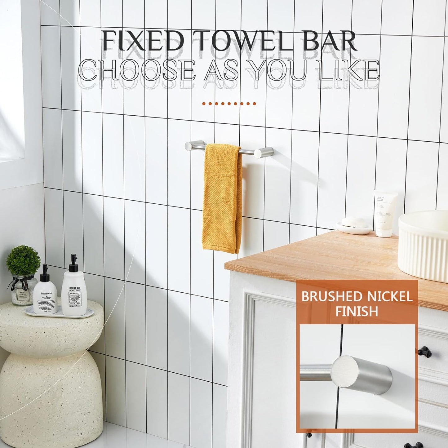 KOKOSIRI Bathroom Towel Bar Brushed Nickel 12-Inch Hand Towel Holder Rack Wall Mounted Bathroom Hardware Accessories Stainless Steel, B4007BR-L12