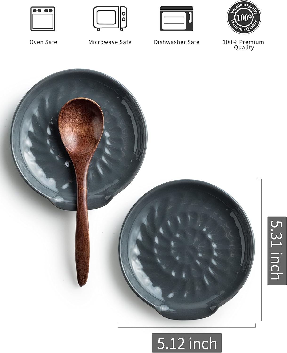 Spoon Rest for Stove Top, Cooking Spoon Holder for Kitchen Counter, Modern Farmhouse Decor Utensil Rest for Spoons, Ladles Tongs Spatula, Dark Gray