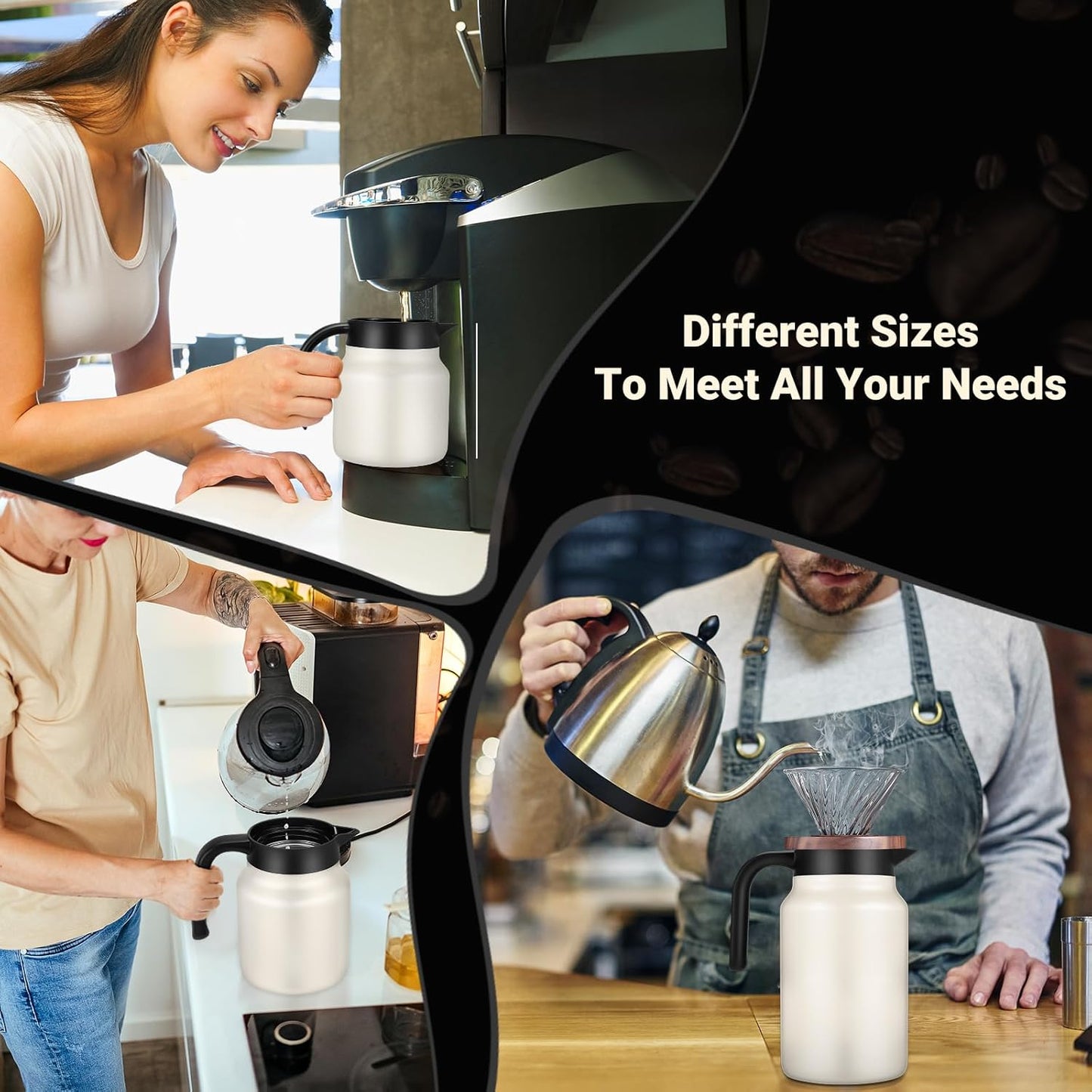 27Oz Thermal Coffee Carafes For Keeping Hot/Cold, Stainless Steel Coffee Carafe, Dustproof Insulated Water Carafe for Party/Home,Cream