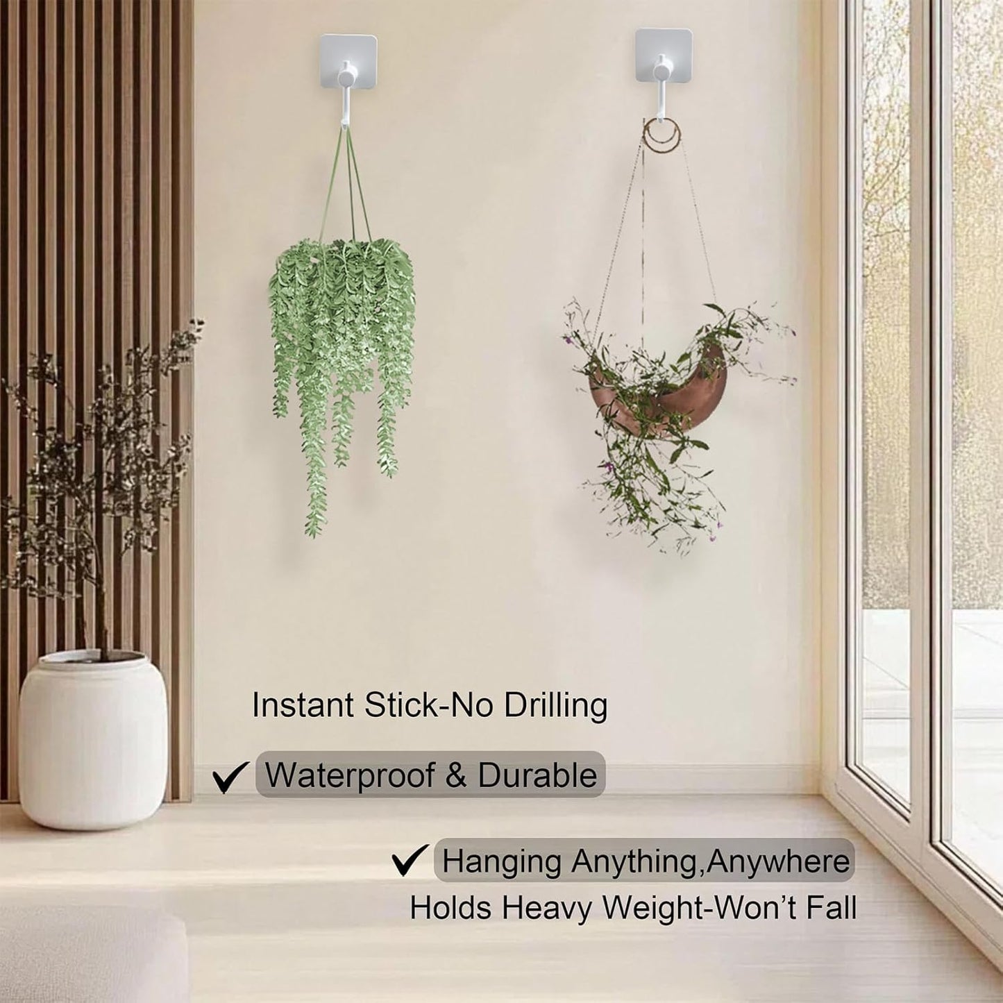 Aluminum Wall Hooks, No Drill Damage-Free Adhesive Hook, Product for Hanging Heavy Duty for Bathroom Kitchen Home (Curved Square White Hook, 4)