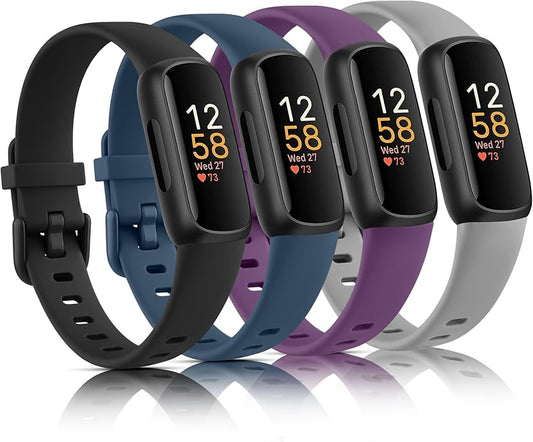 4 Pack Bands for Fitbit Inspire 3 Bands Women Men, Soft Silicone Wristband Sport Replacement Strap for Fitbit Inspire 3 Fitness Tracker