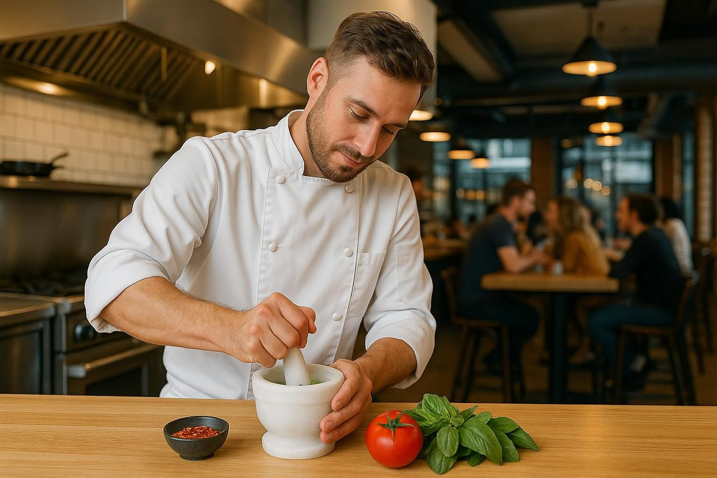 Creative Home Handcrafted Mortar and Pestle Solid Marble Grinder for Spices and Herbs Artisan Carved from Yushan Marble Elegant and Durable for Everyday Cooking, 4 Diam. x 4 H Inch