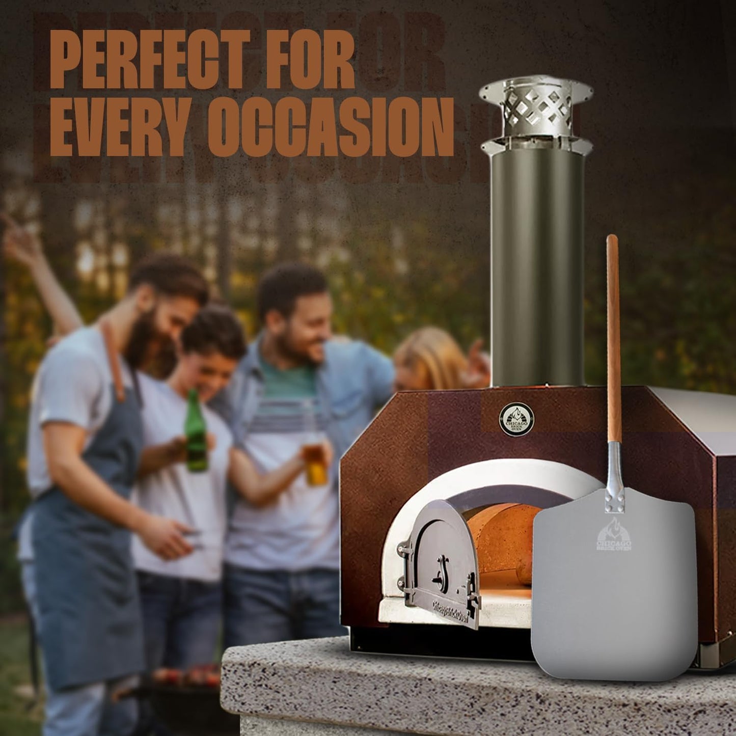 Chicago Brick Oven Pizza Peel 12" x 14", Pizza Paddle, 35.5" Long Aluminum Metal Pizza Peel with Detachable 21" long Wooden Handle, Pizza Turning Spatula, Pizza Shovel