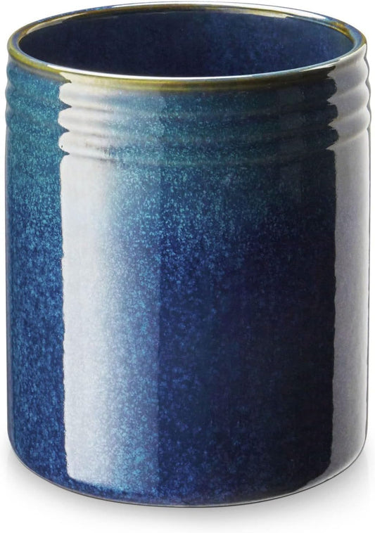 DOWAN 7.2" Kitchen Utensil Holder, Extra Large Farmhouse Utensil Holders for Countertop, Ceramic Utensil Crock, Anti Slip Cork Bottom (Multicolor, 7.2 Inch)