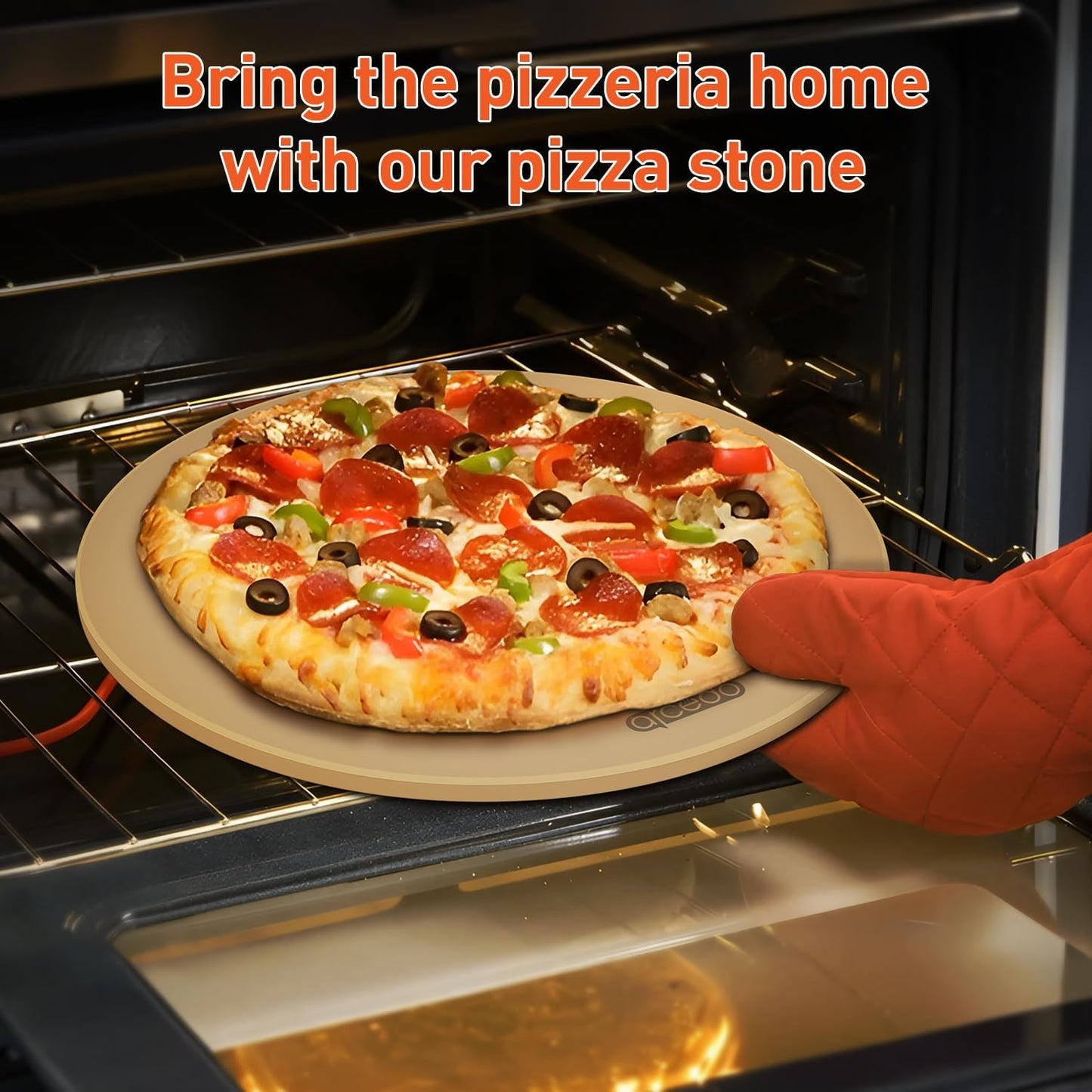 Pizza Stone for Oven 16 Inch, Round Baking Stone for Bread Thermal Shock Resistant BBQ Grilling Pizza Pan Cordierite Cooking Pan With PE Scraper