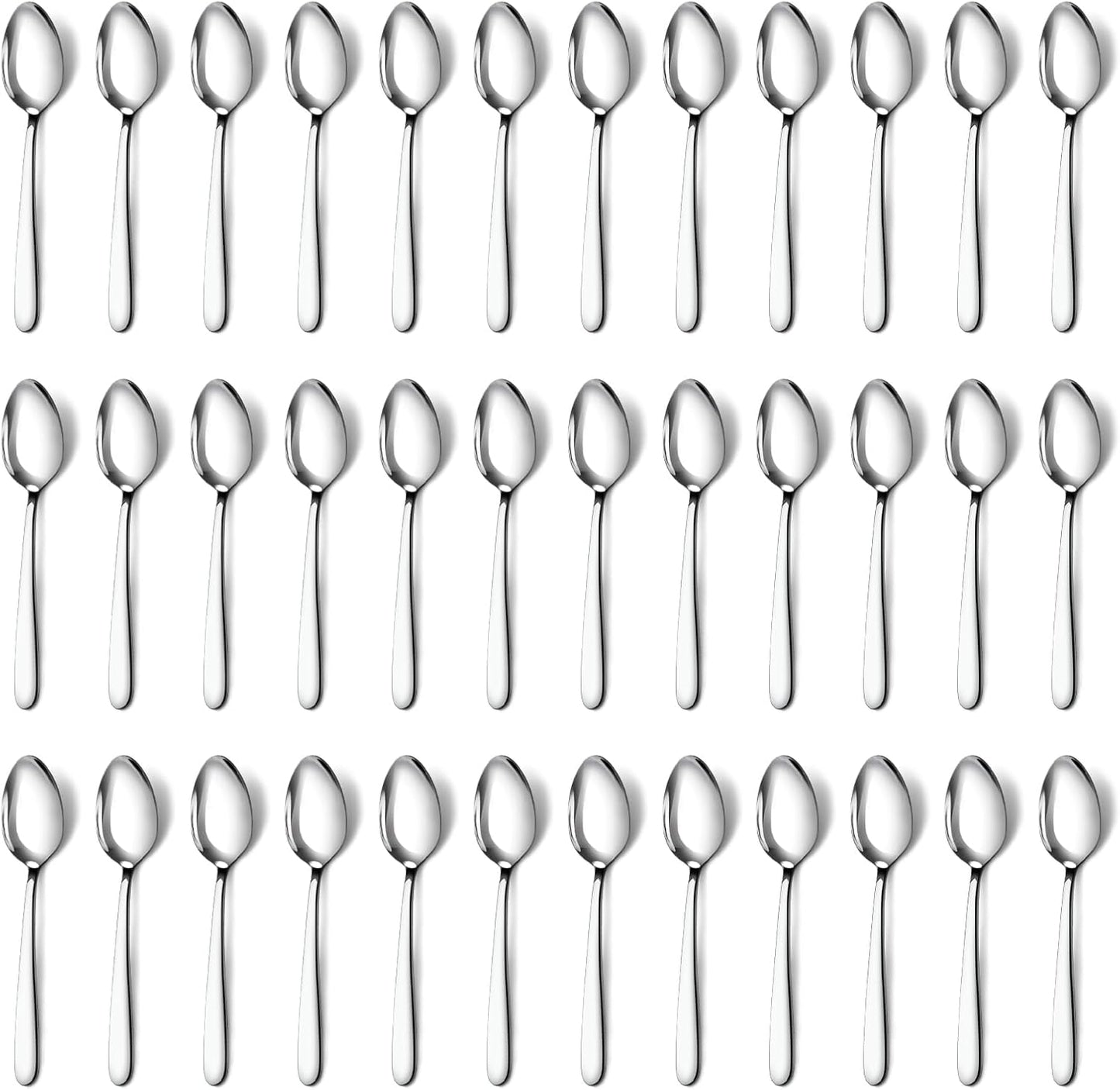 Pleafind 36 Pieces Teaspoons Set (6.2 inch), Spoon Silverware, Stainless Steel Tea Spoons, Mirror Polished Small Teaspoon, Dessert Spoons for Home, Kitchen, Restaurant, Dishwasher Safe