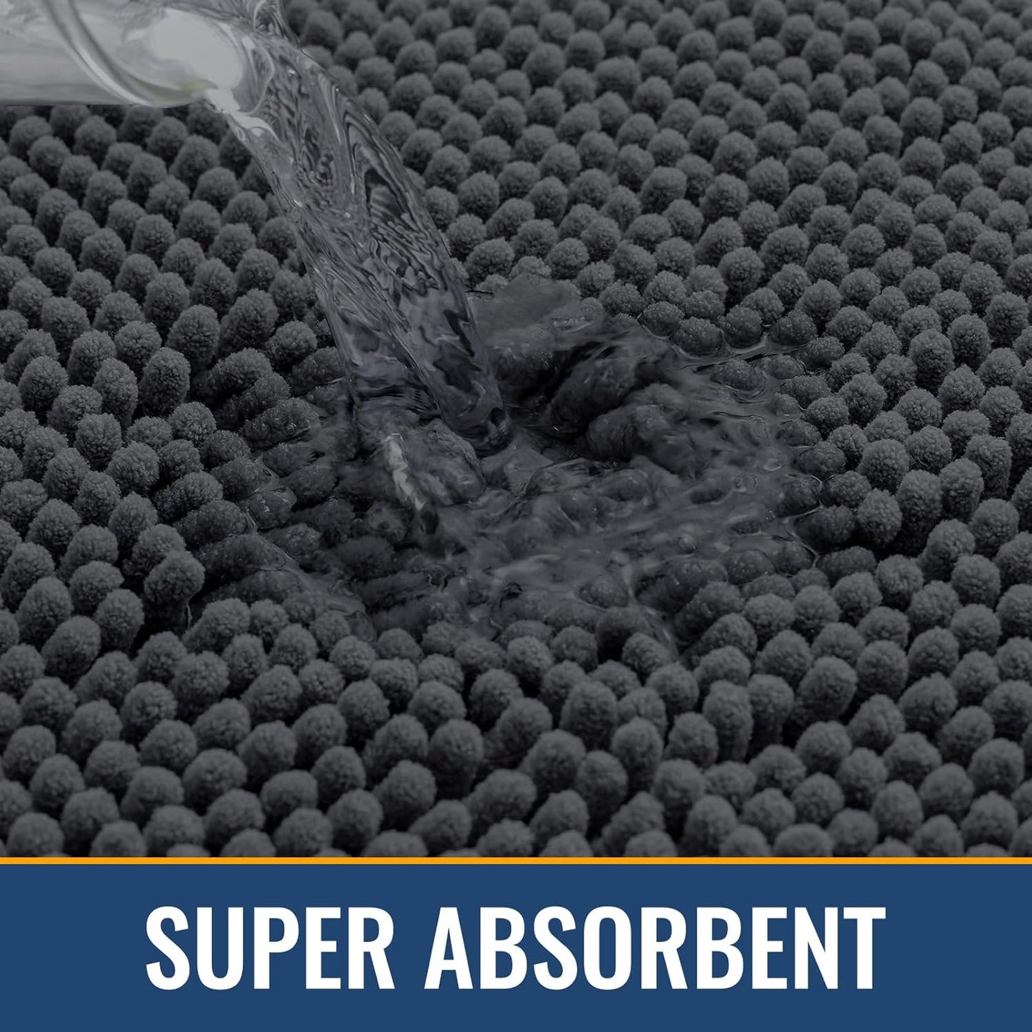 Arotive Bathroom Rugs 47x24, Extra Soft Absorbent Shaggy Chenille Bath Rugs, Machine Washable Rubber Backing Non-Slip Bath Mats for Bathroom Floor Tub and Shower, Home Decor Accessories, Dark Grey