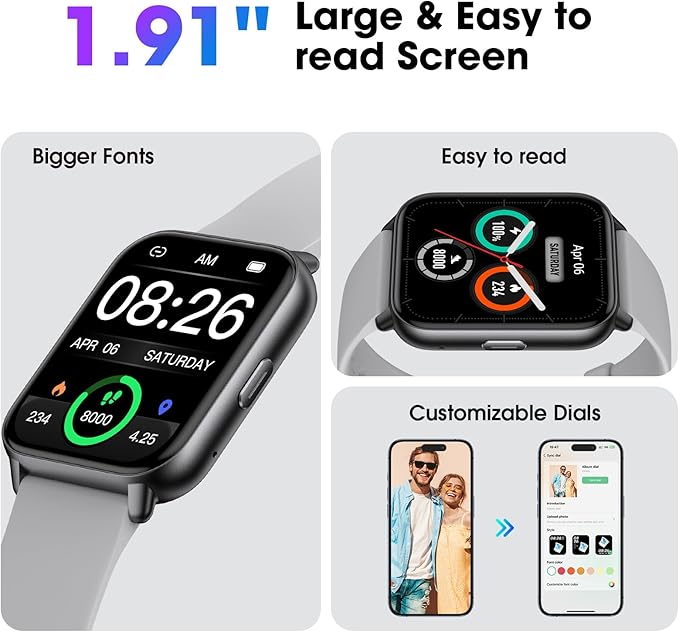 Kummel Smart Watch for Men Women, No App/Phone Required, Fitness Tracker with Pedometer, Bluetooth Call (Answer/Make Call), Heart Rate Blood Oxygen Monitor Step Counter, 100+ Sports Modes