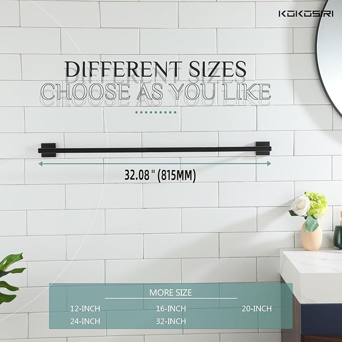 KOKOSIRI 32'' Towel Rails Bathroom Towel Bars Matte 32 Inch 2 Pack B4005BK-L32-P2