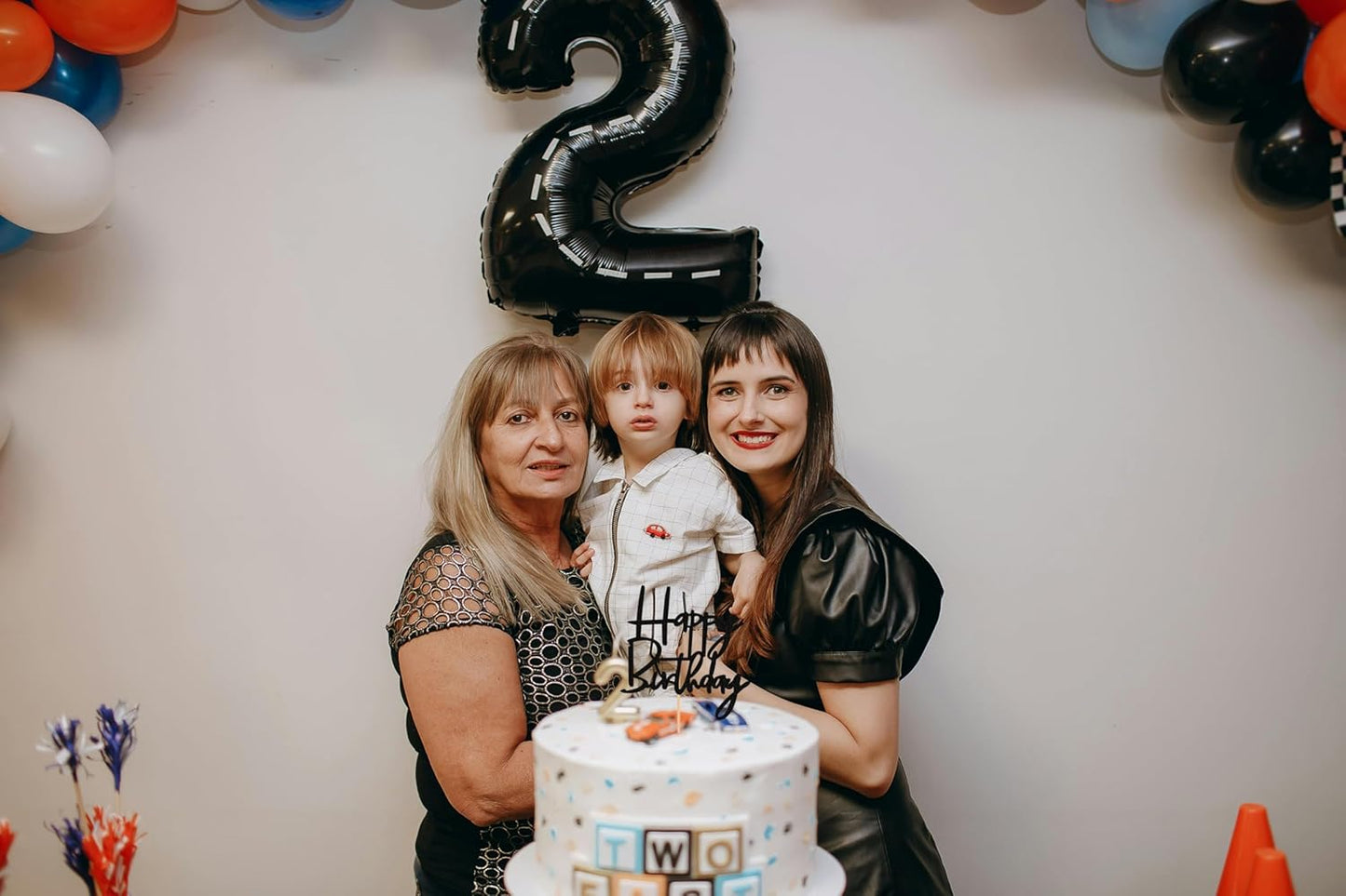 Happy Birthday Cake Topper - Glitter Black Birthday Cake Top Decorations (Black)