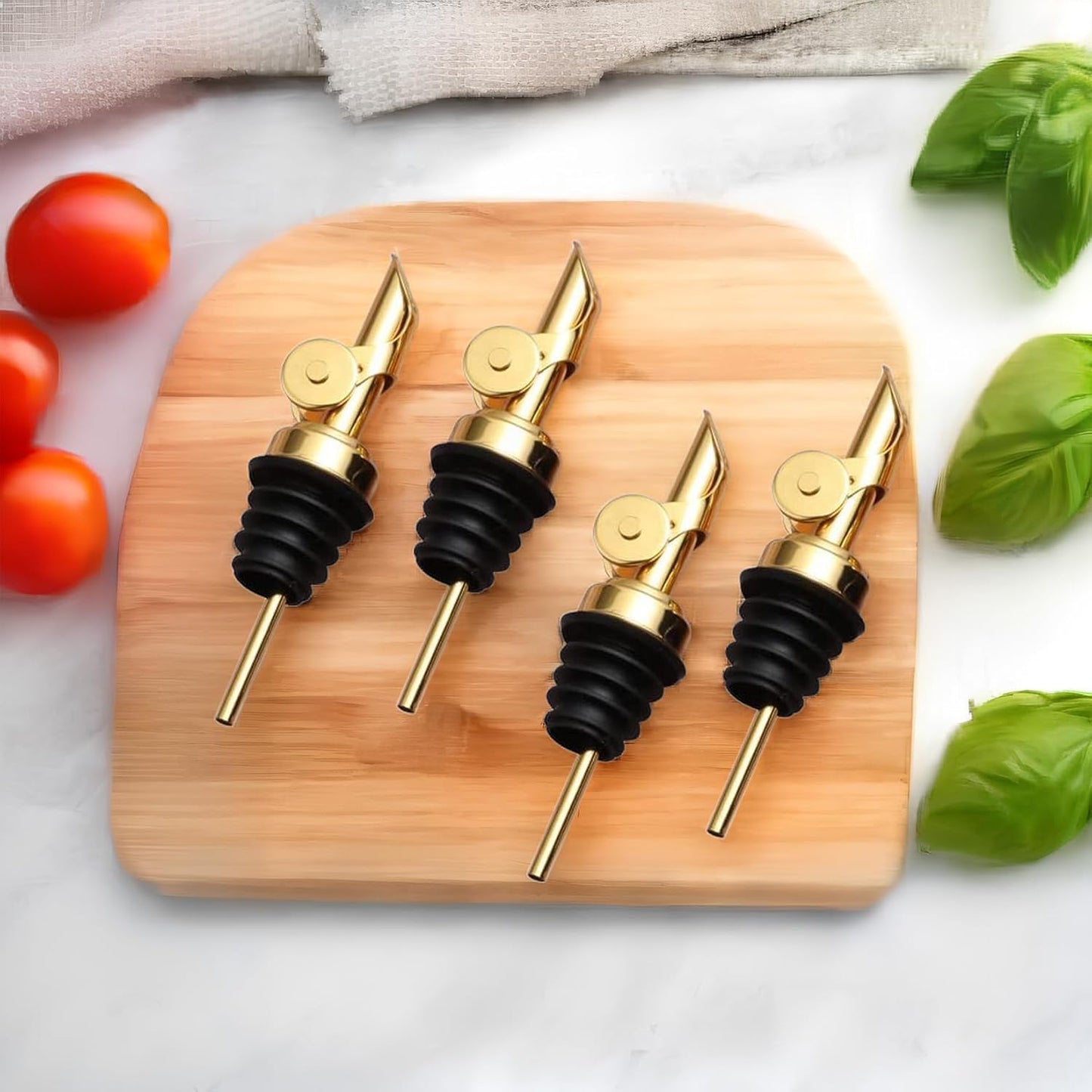 Pafusen 12 Pack Weighted Liquor Pour Spout, Auto Flip Olive Oil Dispenser Spout, Pour Spout for Liquor Bottles, Olive Oil Spout, Bottle Pourers for Alcohol Wine Syrup Home Bar Accessories Gold