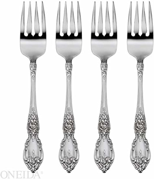 Oneida Wordsworth Everyday Salad Forks 18/0 Stainless Steel, Set of 4, Silver
