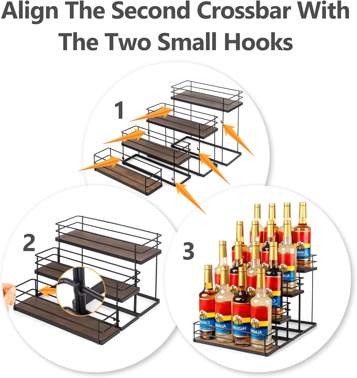 16 Bottle Capacity Coffee Syrup Organizer 4 Tier Coffee Syrup Stand Shelf for Coffee Bar Kitchen Small Wine Rack for Bar Family Storage for Syrup Wine Dressing