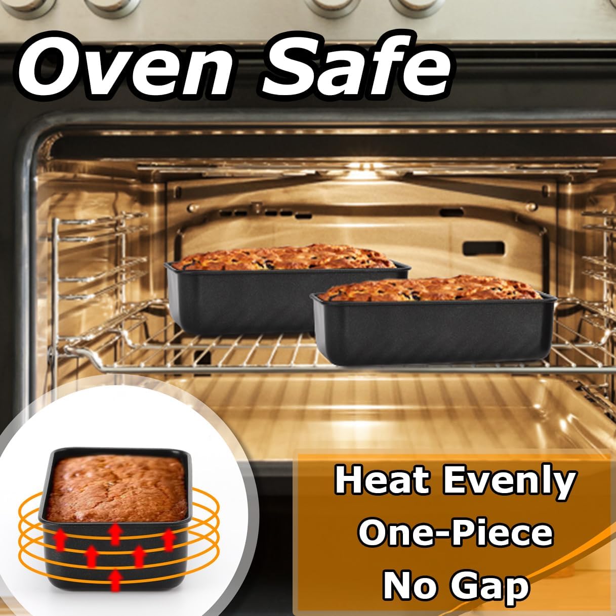 LIANYU 2 Pack Bread Loaf Pan for Baking, 9×5 Inch Nonstick Stainless Steel Bread Baking Loaf Pan, Meatloaf Tin for Homemade Banana Sourdough, Dishwasher Safe