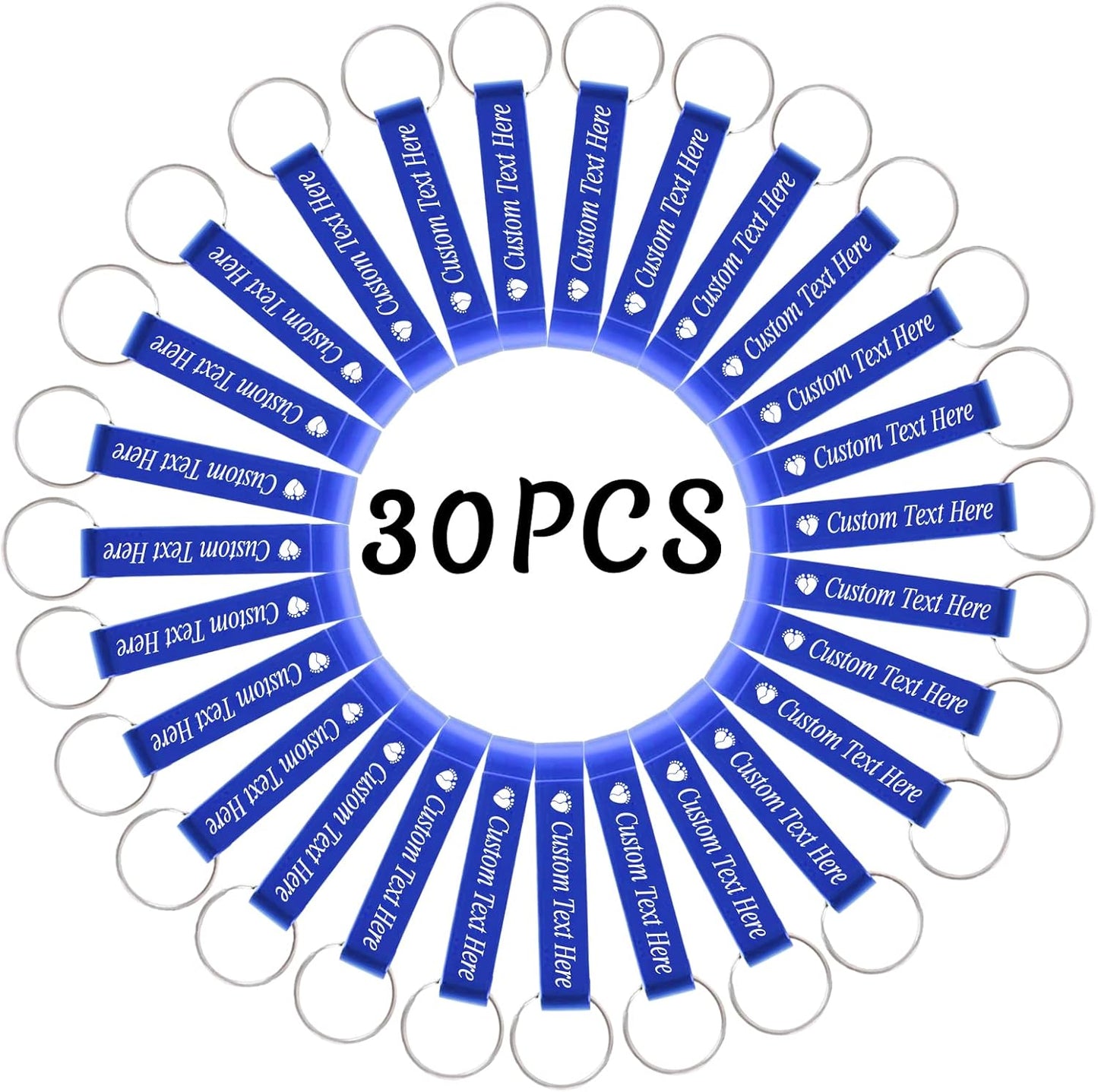 30PCS Personalized Bottle Opener Keychain Bulk Custom Beer Bottle Opener with Logo Text Engraved Wedding Bottle Opener Favors Customized Gifts for Guests Baby Shower Birthday Party-Blue