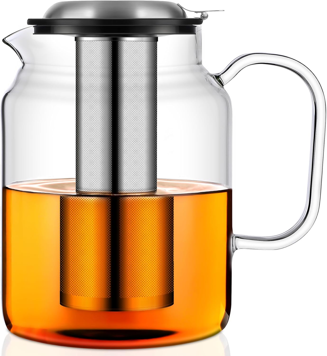 Aquach 85oz Glass Teapot with Stainless Steel Removable Infuser, Stovetop & Dishwasher Safe, Ideal for Brewing Loose Leaf & Blooming Tea