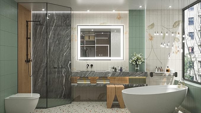 Keonjinn 48 x 36 Inch LED Bathroom Mirror