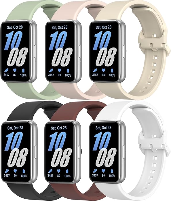 6 PACK Bands for Samsung Galaxy Fit 3 Band Women Men, Soft Silicone Sport Replacement Watch Strap Compatible with Galaxy Fit 3 SM-R390 Smartwatch Accessories