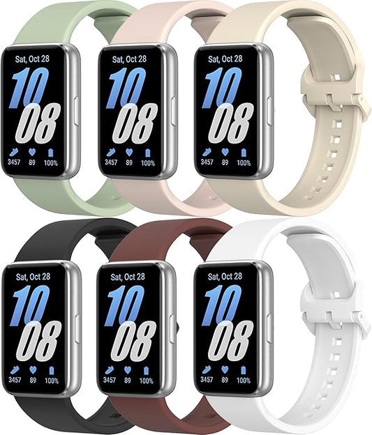 6 PACK Bands for Samsung Galaxy Fit 3 Band Women Men, Soft Silicone Sport Replacement Watch Strap Compatible with Galaxy Fit 3 SM-R390 Smartwatch Accessories