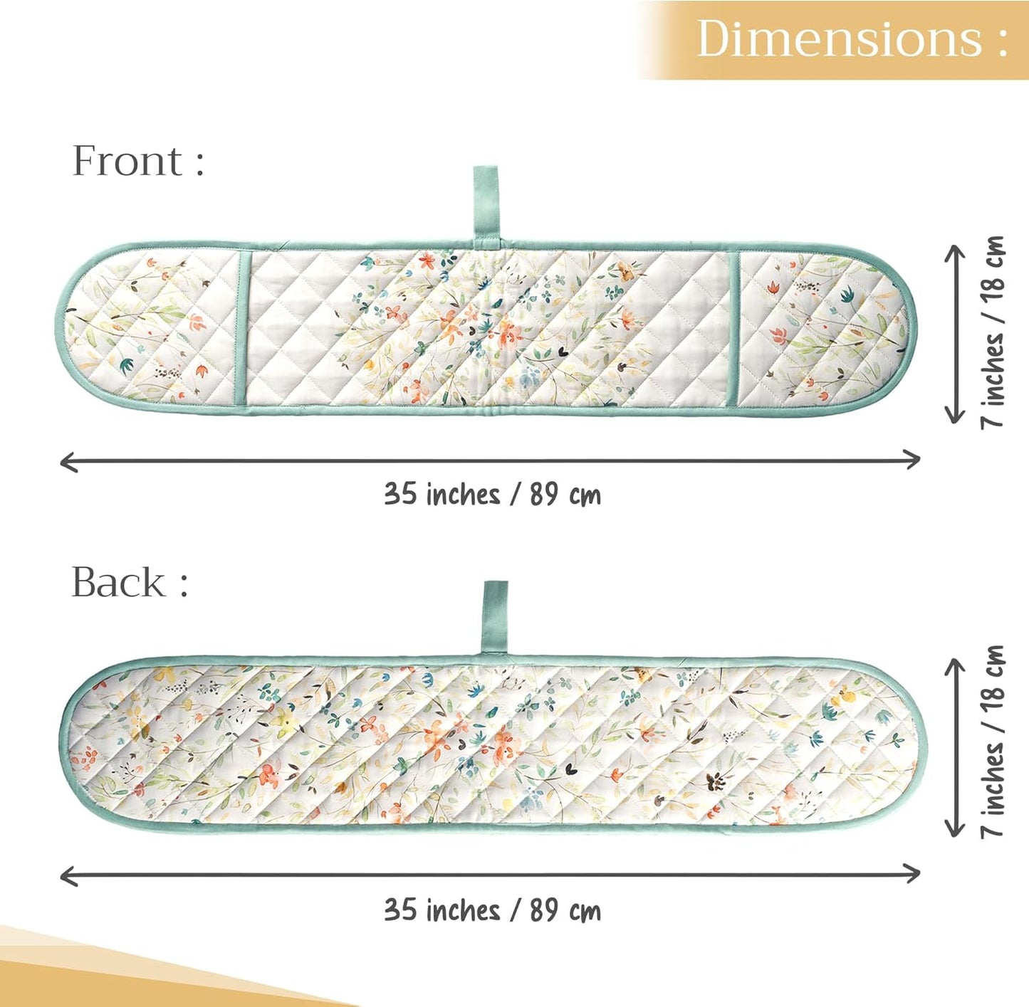 Maison d' Hermine Double Oven Mitts 100% Cotton 7"x35" Double Oven Mitt Heat Resistant BBQ Cooking Gloves with Loop, Baking, Grilling, Home, Kitchen, Handling Hot Pans Spring Summer (Colmar)