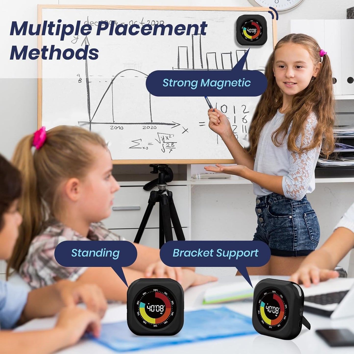 Visual Timer for Kids, 10 Hours Countdown/Up, with Rechargeable, 3 Volume Levels, 3 Brightness Display, and Magnetic, Homeschool Study Tool, Large Digital Timers for Classroom, Kitchen