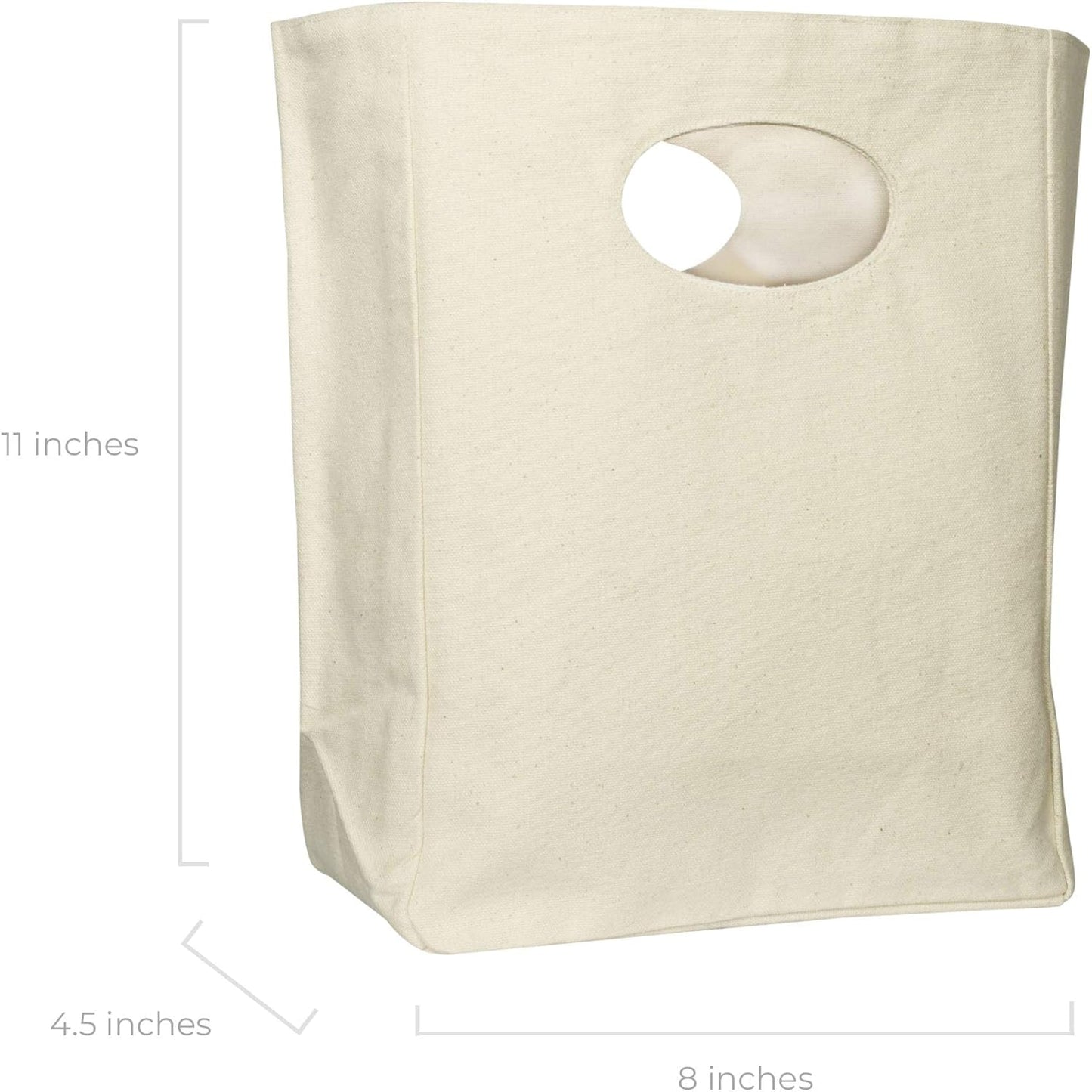 Organic Cotton Canvas Lunch Bag - Eco Friendly & Machine Washable | Perfect for Men, Women & Kids | Reusable Lunch Tote for Work, School - Easy to Clean Water Resistant (White - 2 Pack)