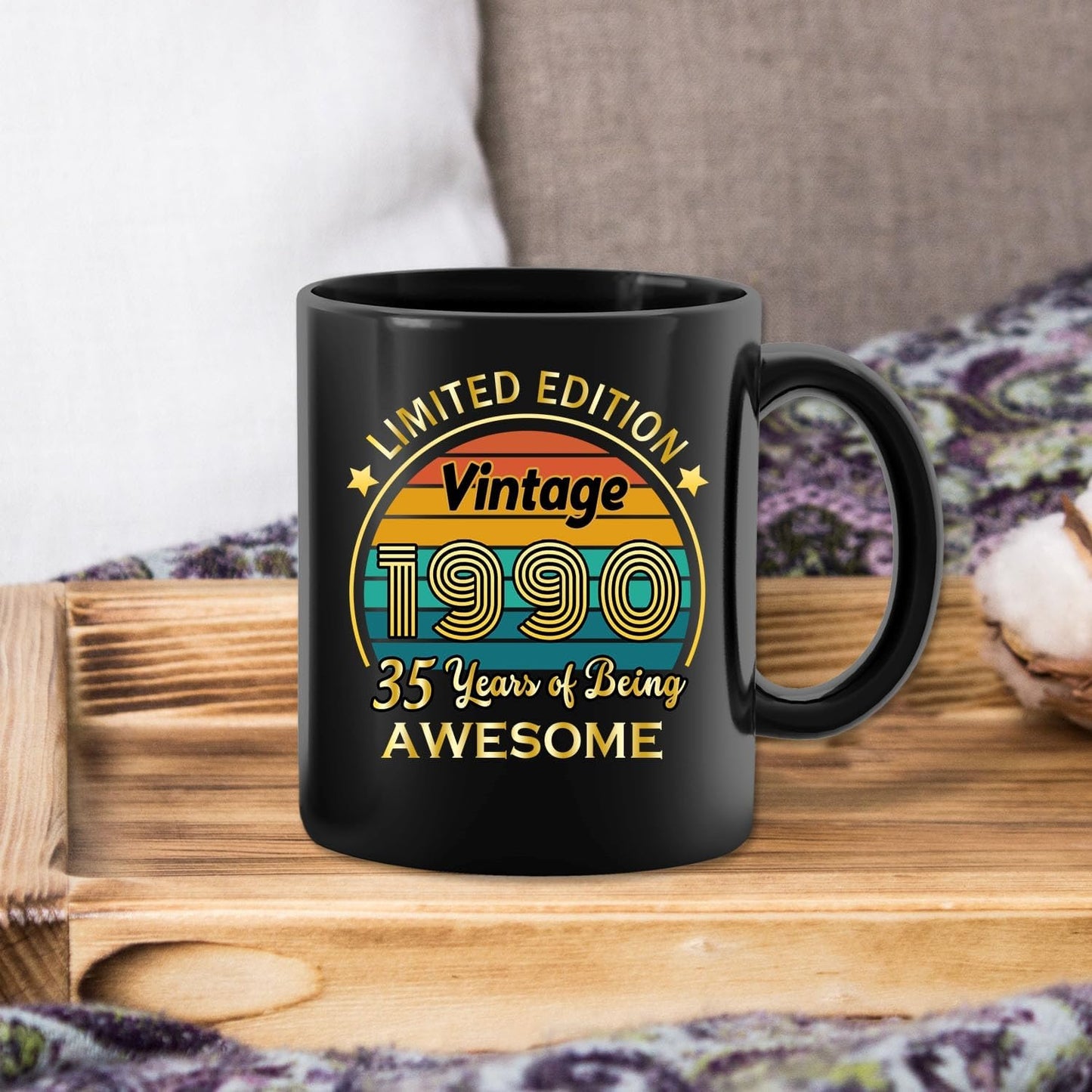 QUPT 35th Birthday Gifts for Women Men, 35th Birthday Gifts for Him, 1990 Birthday Gifts for Women Men, 35 Years Old Gifts, 1990 Birthday Gifts for Her Him, 35th Birthday Presents Coffee Mug