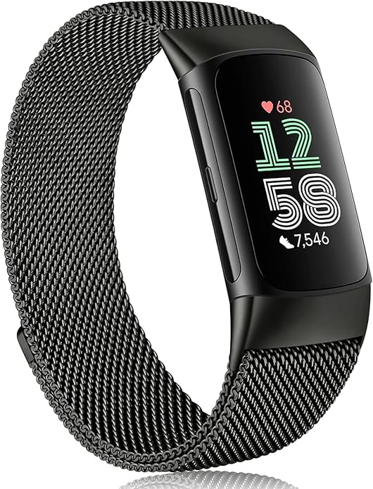 Meliya for Fitbit Charge 6 Bands Women Men, Stainless Steel Metal Mesh Loop Adjustable Magnetic Wristband Replacement Straps Compatible with Fitbit Charge 6 Fitness Tracker