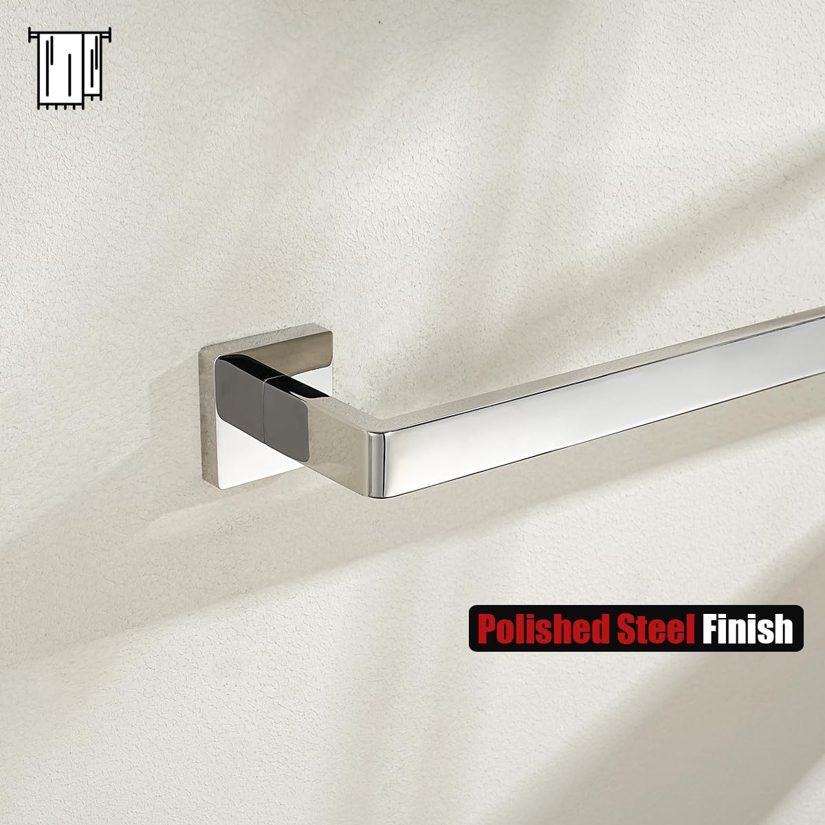 JQK Polished Towel Bar, Rounded Edges 26.41 Inch Towel Rack, 304 Stainless Steel Bathroom Wall Mount, Useable Length 24 Inch, TB250L24-CH