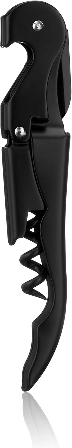 True TrueTap Double Hinged Waiters Corkscrew Wine Opener, Top-notch Stainless Steel Wine Opener with Foil Cutter Built to Last Wine Key Matte Black