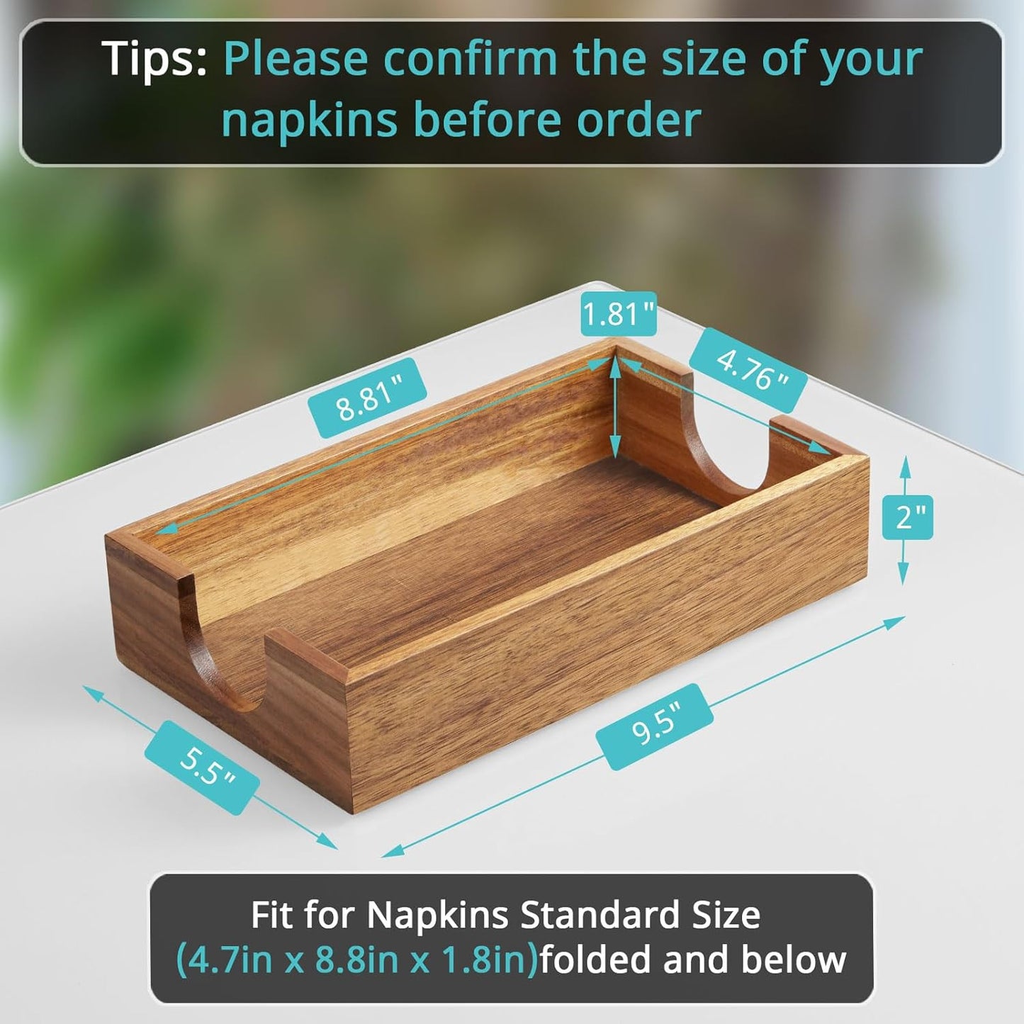 Napkin Holder for Bathroom, Acacia Wooden Guest Towel Holder Tray for Bathroom, Disposable Paper Hand Towel Holder for Bathroom Accessories, Dinner Napkin Holder for Kitchen Table Party