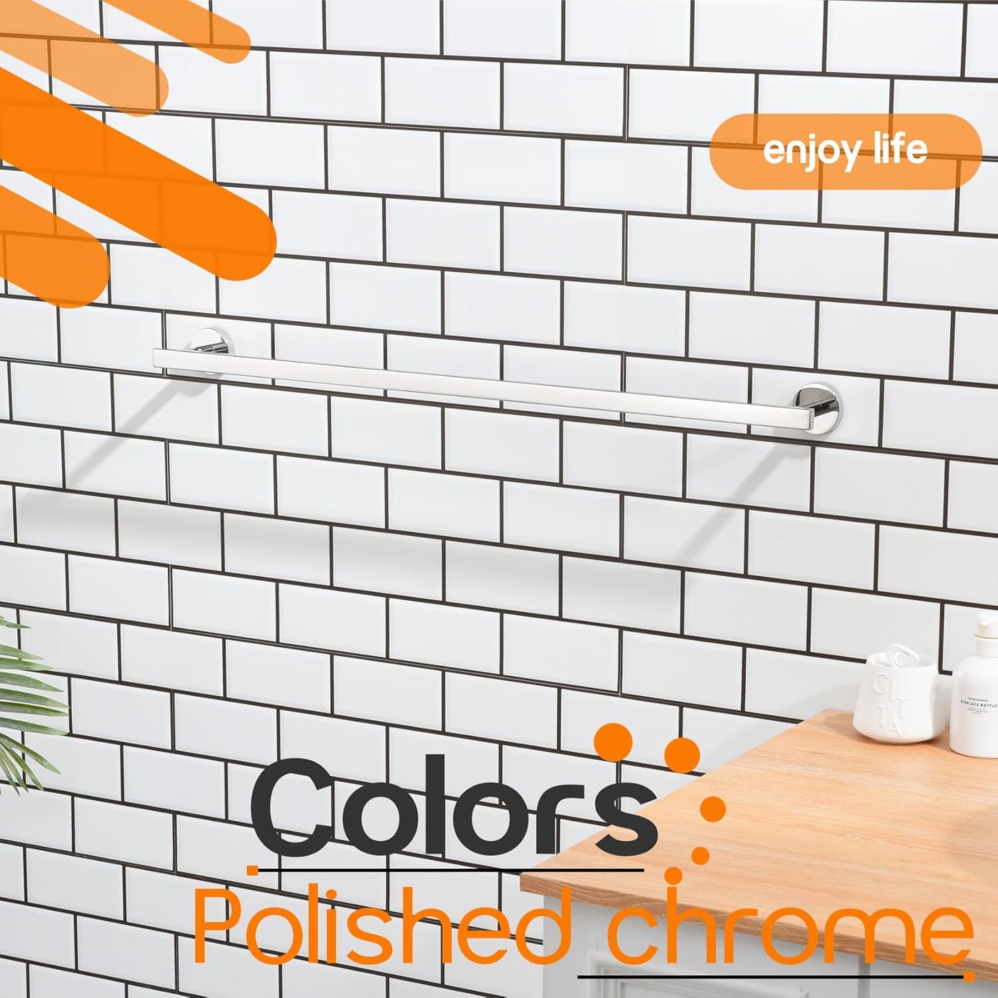 32 Inch Bathroom Towel Bar Bath Towel Rack Kitchen Towel Holder Long Towel Rails Wall Mounted SUS304 Stainless Steel 2 Pack Polished Chrome AN4001CH-L32-P2