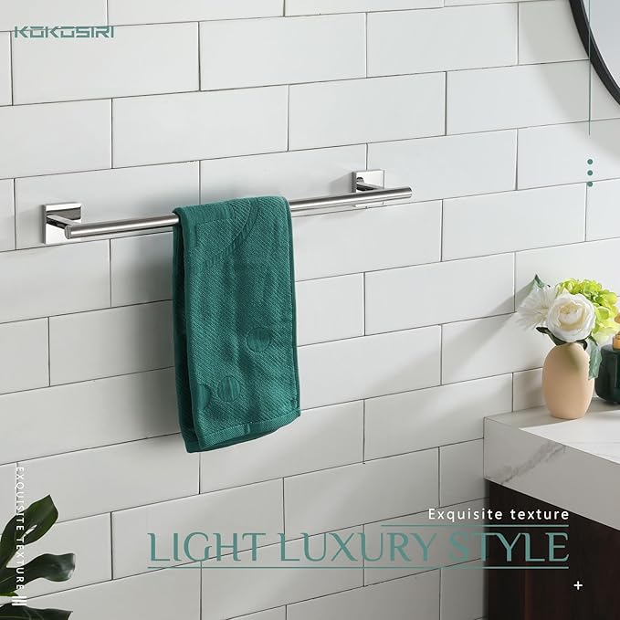 KOKOSIRI Single Towel Bar Bathroom Towel Holder 20 Inch 2 Pack B4005CH-L20-P2