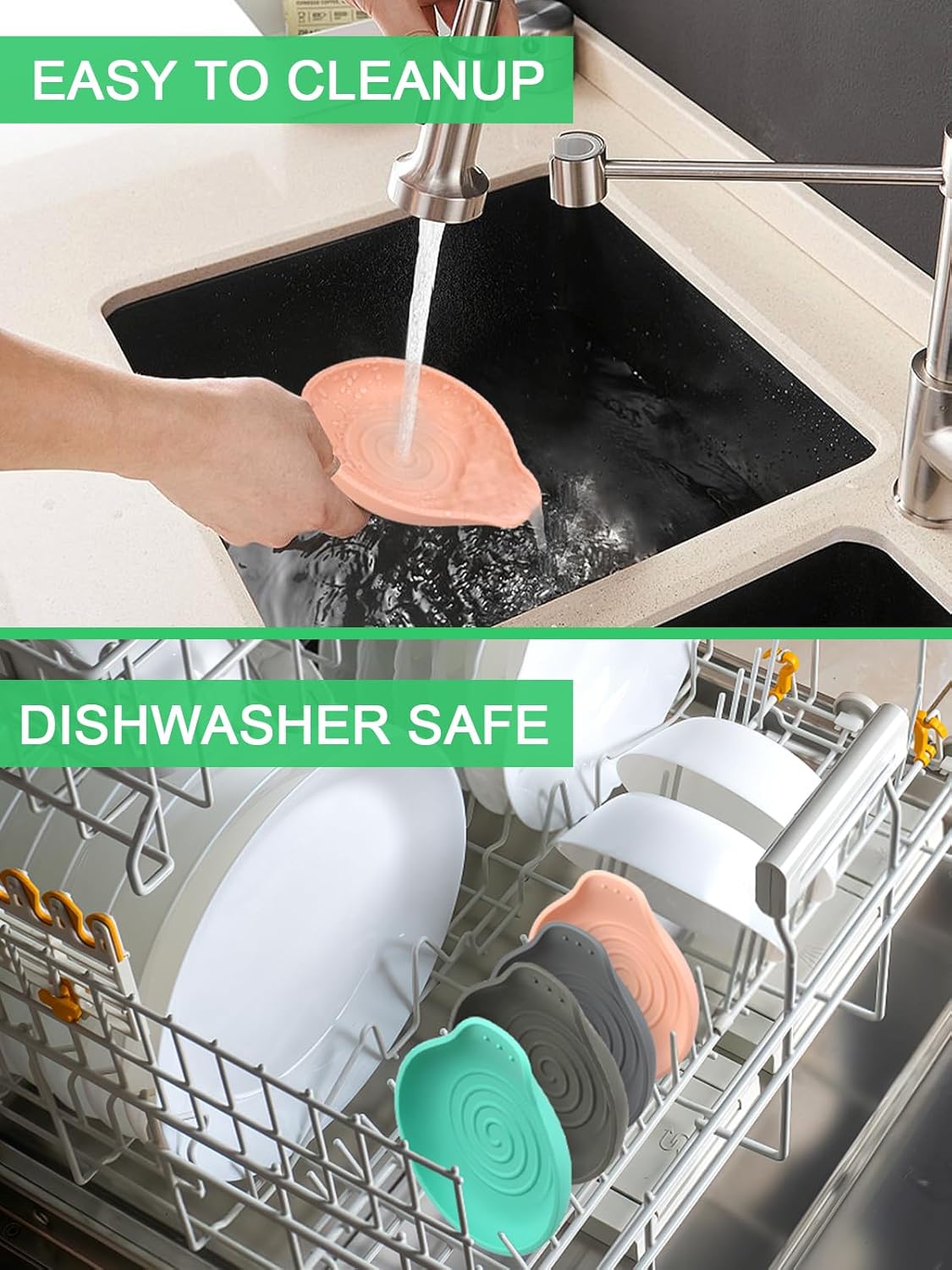 Spoon Rest for Stove Top, Set of 1 Silicone Spoon Rest for Kitchen Countertop, Heat-Resistant Utensil Rest for Spatula, Tongs or Spoon