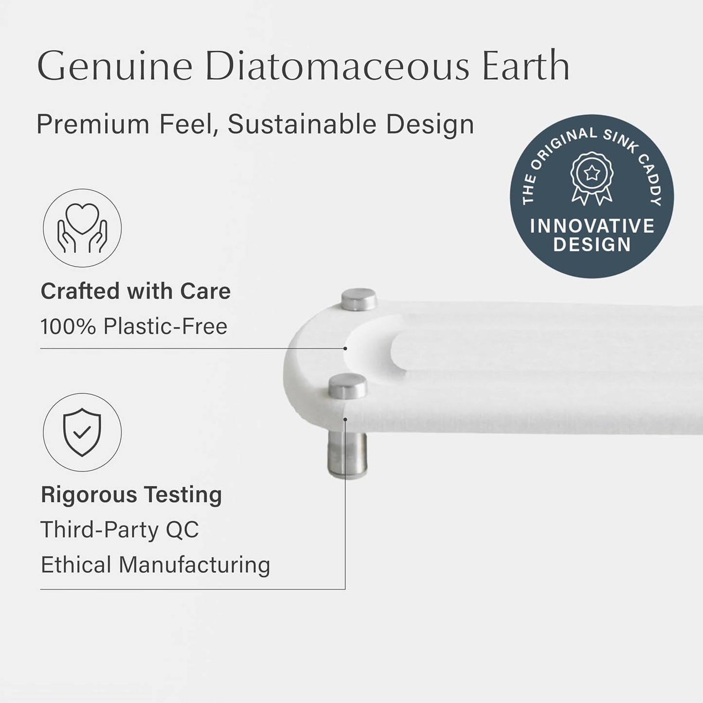 Dorai Home Sink Caddy – Water-Absorbing Stone Tray for Sink, Stainless Steel Feet, Fast-Drying, Sandstone