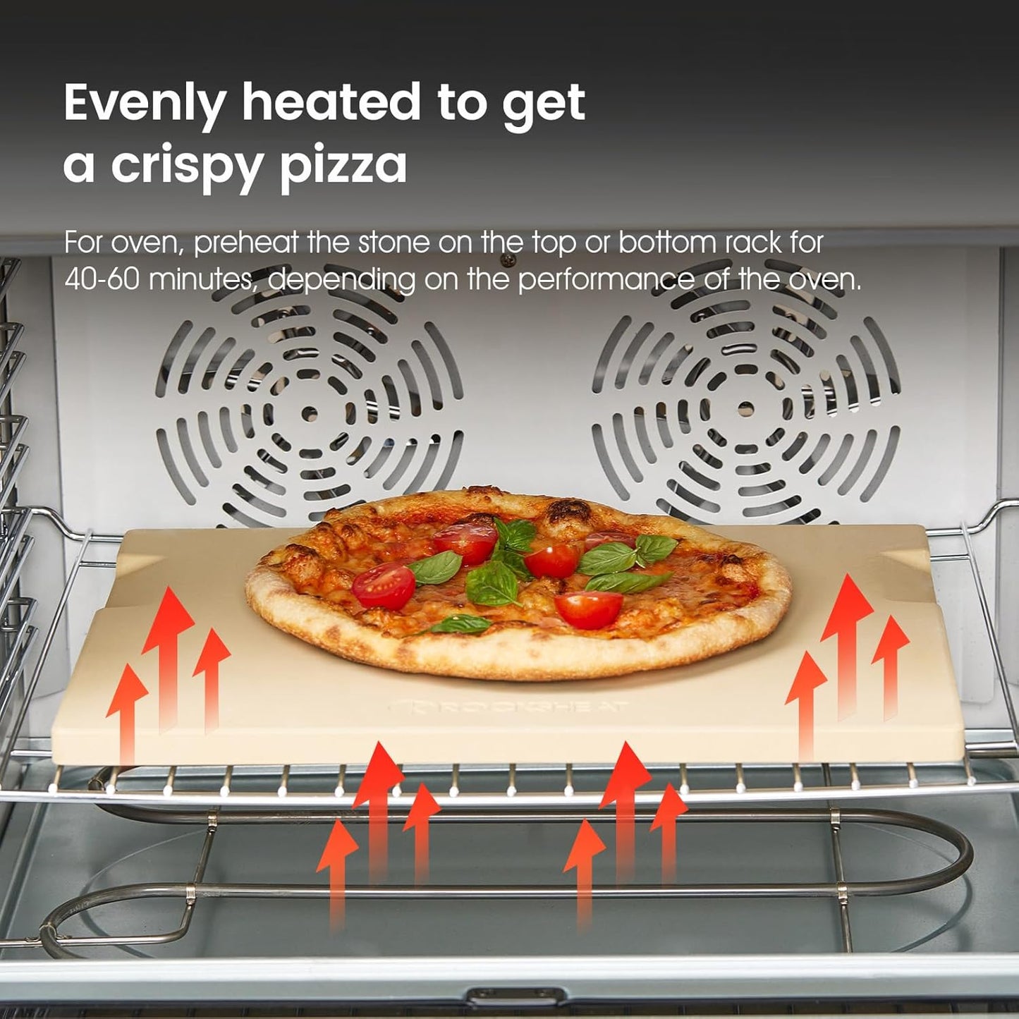 Pizza Stone, 12"x12" Square Pizza Stone for Oven Grill BBQ, Cordierite Baking Stone for Bread & Pie, Unique Built-in 4 Handles Cooking Stone