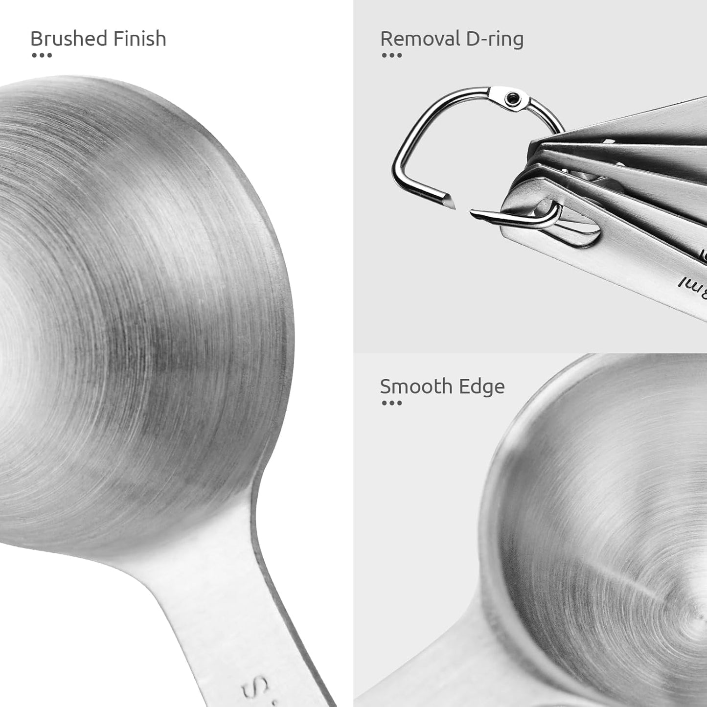 U-Taste Teaspoon Tablespoon Measuring Spoons: 18/8 Stainless Steel Measure Scoop Set of 5, 1/4 TSP, 1/2 TSP, 1 TSP, 1/2 TBSP & 1 TBSP, Metal Kitchen Measurement Utensil for Dry and Liquid Ingredients