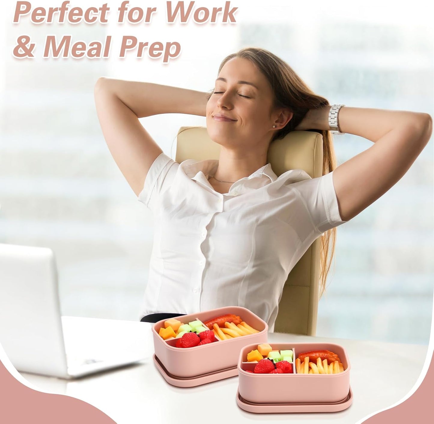 Honeydak 6 Pcs Silicone Bento Box 3 Compartment Reusable Lunch Container Smooth and Leakproof Meal Prep Lunch Box with Lid Stackable Meal Prep Container for Work Travel, 6 Colors(Bright Colors)