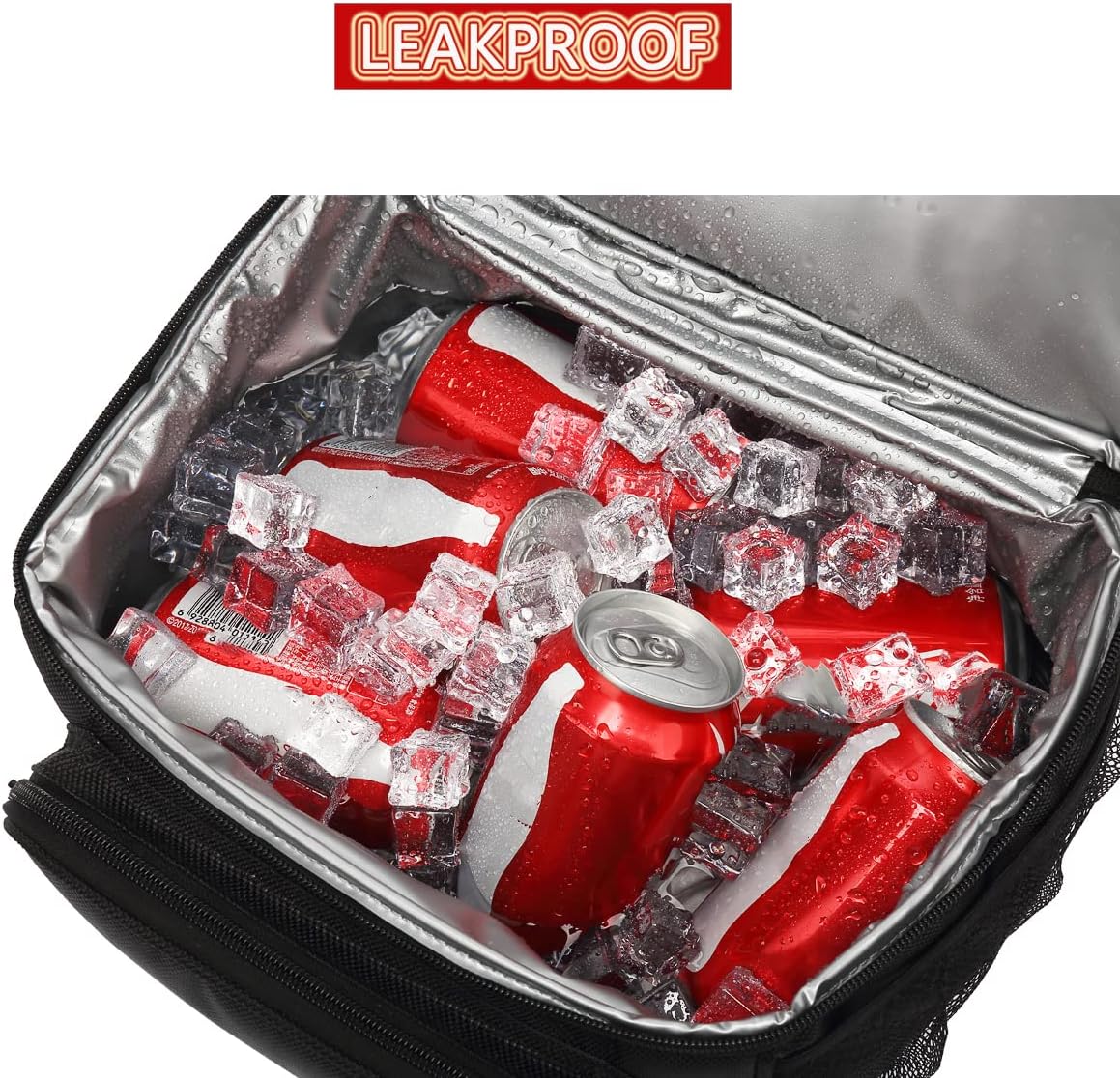 FlowFly Double Layer Cooler Insulated Lunch Bag Adult Lunch Box Large Tote Bag for Men, Women, With Adjustable Strap,Front Pocket and Dual Large Mesh Side Pockets