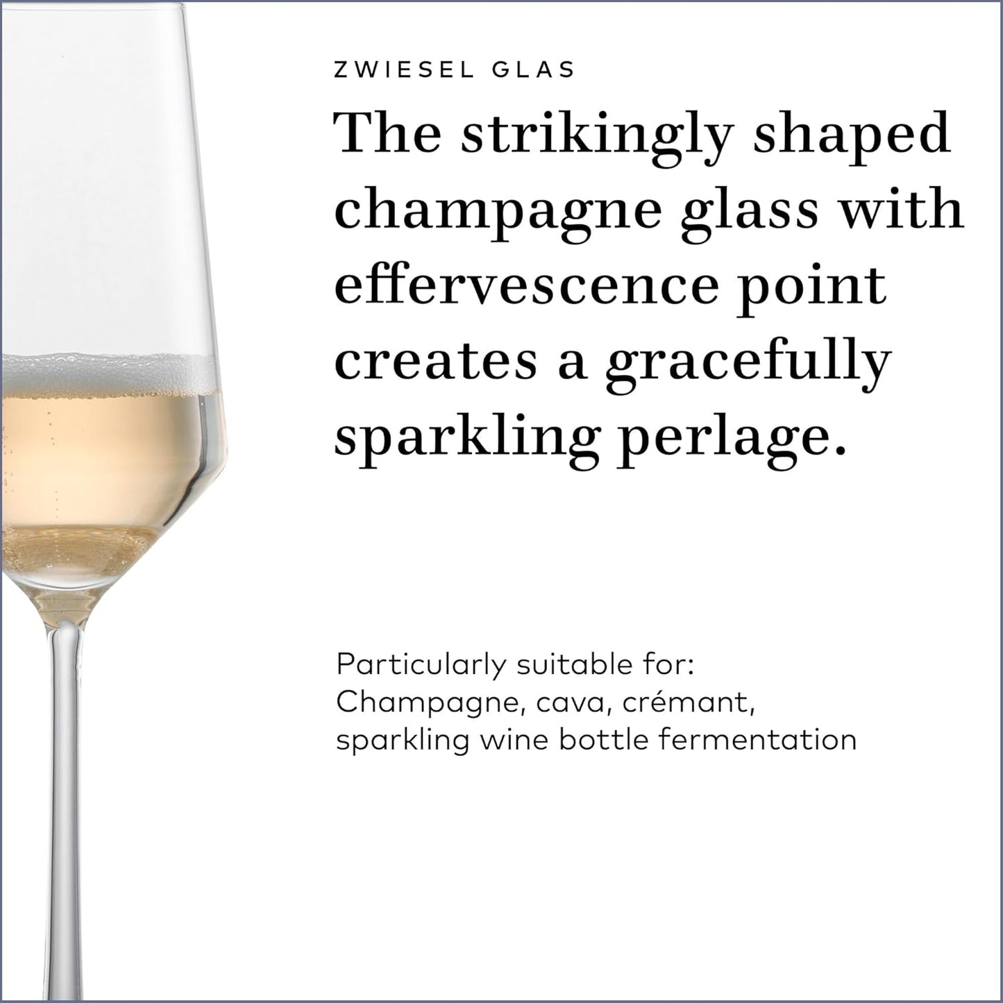 ZWIESEL GLAS Pure Champagne Glass (Set of 2), Champagne Flutes with Effervescent Point, Dishwasher-Safe Tritan Crystal Glasses, Made in Germany (7 Ounce)
