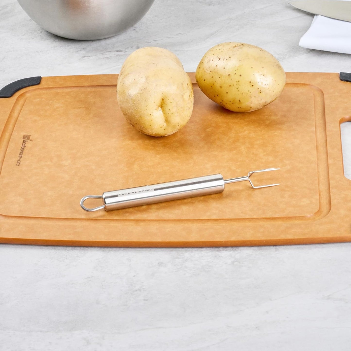 Restaurantware-German Standard 6.1 Inch Granny Forks, 6 Prong Potato Forks - Ergonomic Handle, Dishwashable, Stainless Steel Carving Fork, Heavy-Duty, For Kitchen Roast