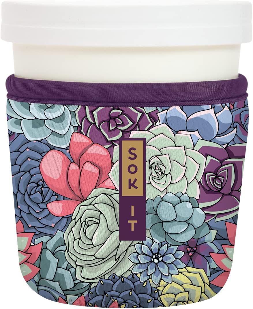 Sok It IceCreamSok Insulated Neoprene Cover (Succulents, Tapered Ice Cream Pints)