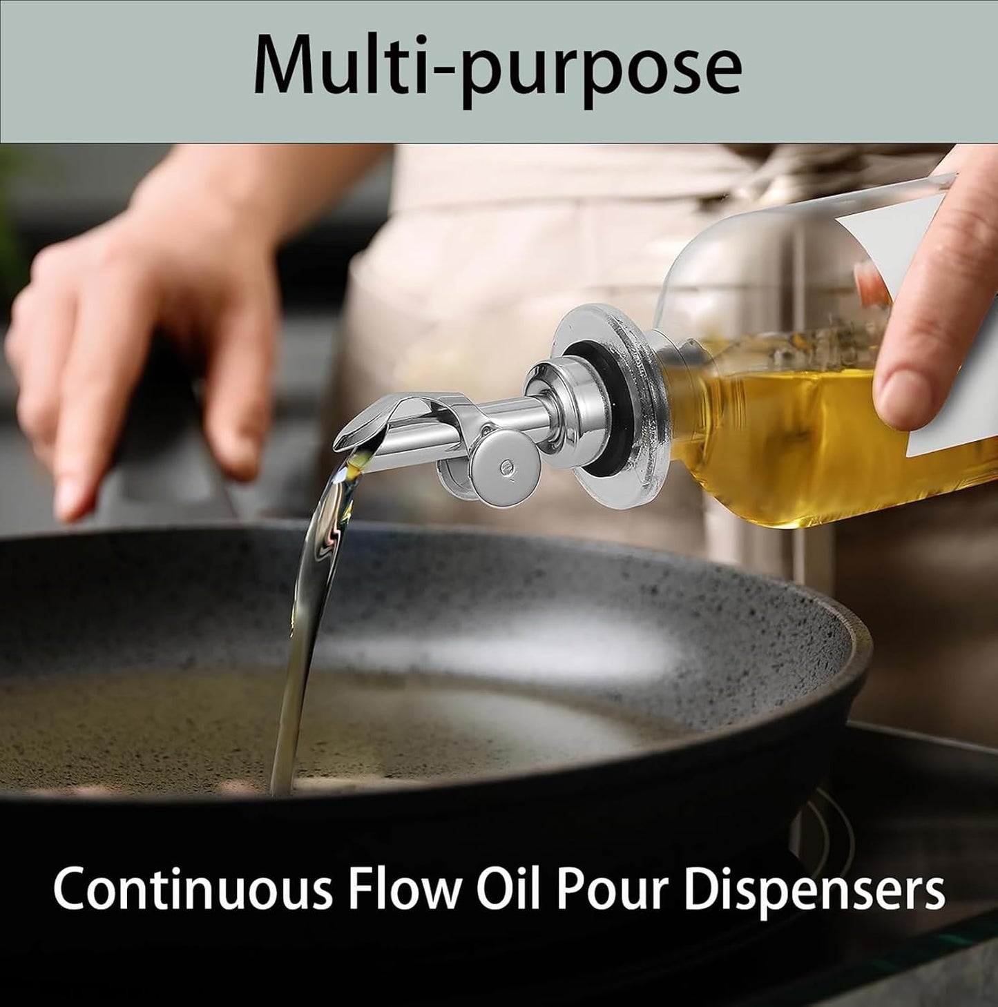 Pafusen 2 Pack Olive Oil Dispenser Bottle, 12 oz Oil Bottles for Kitchen, Glass Oil Coffee Syrup Dispenser, Simple Syrup Bottles with 2 Auto Flip Olive Oil Pourers, Gold